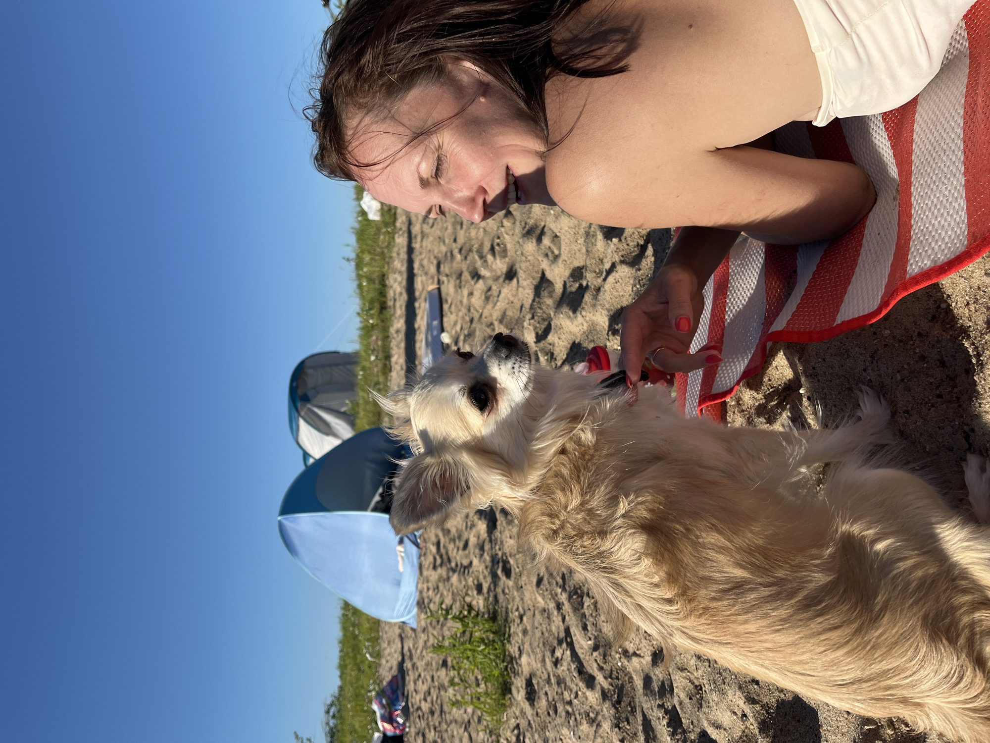 Summer day on the Nizhny Novgorod riverbank beach