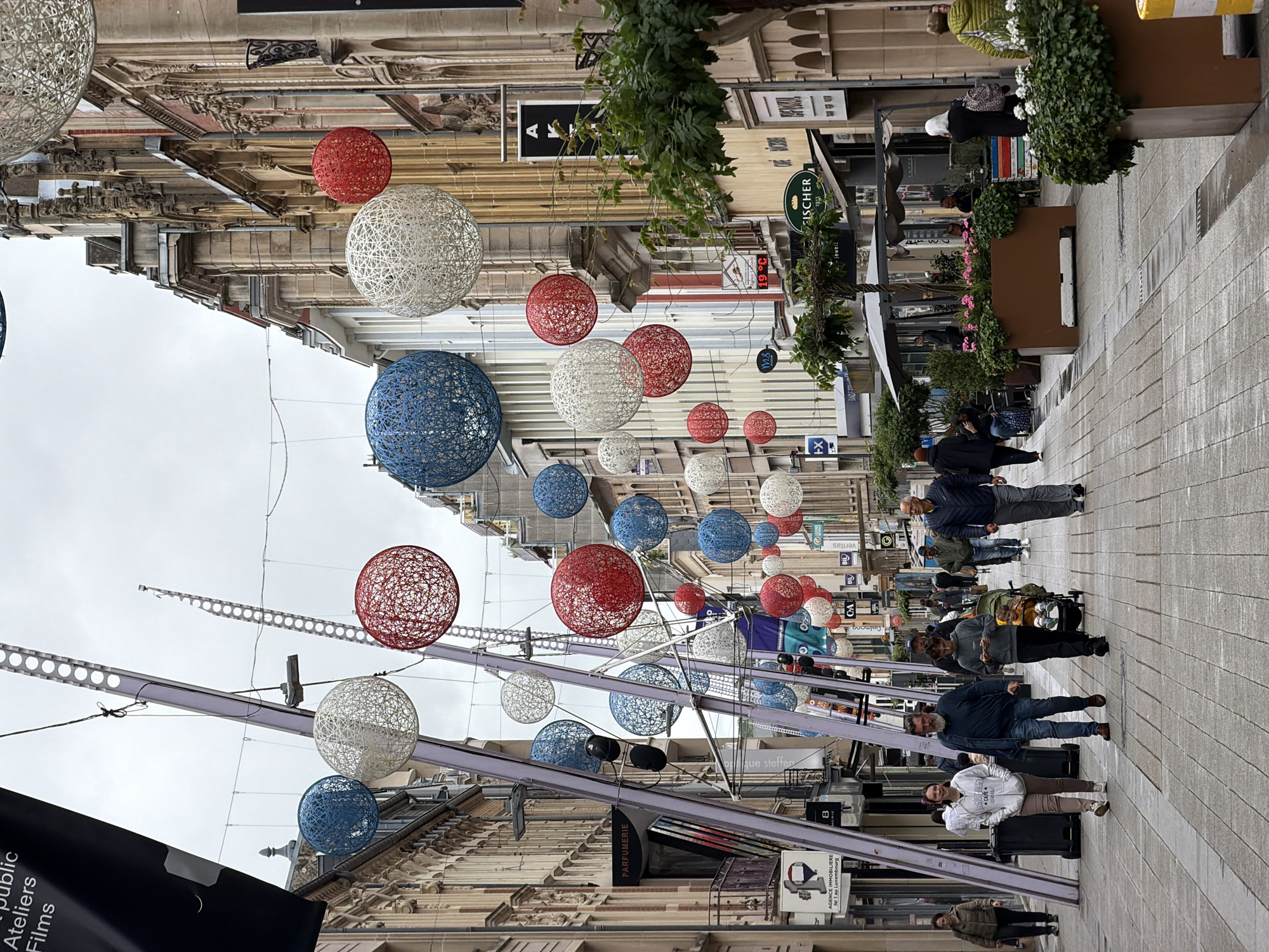 Decorated streets and food vendors observed in Esch-sur-Alzette