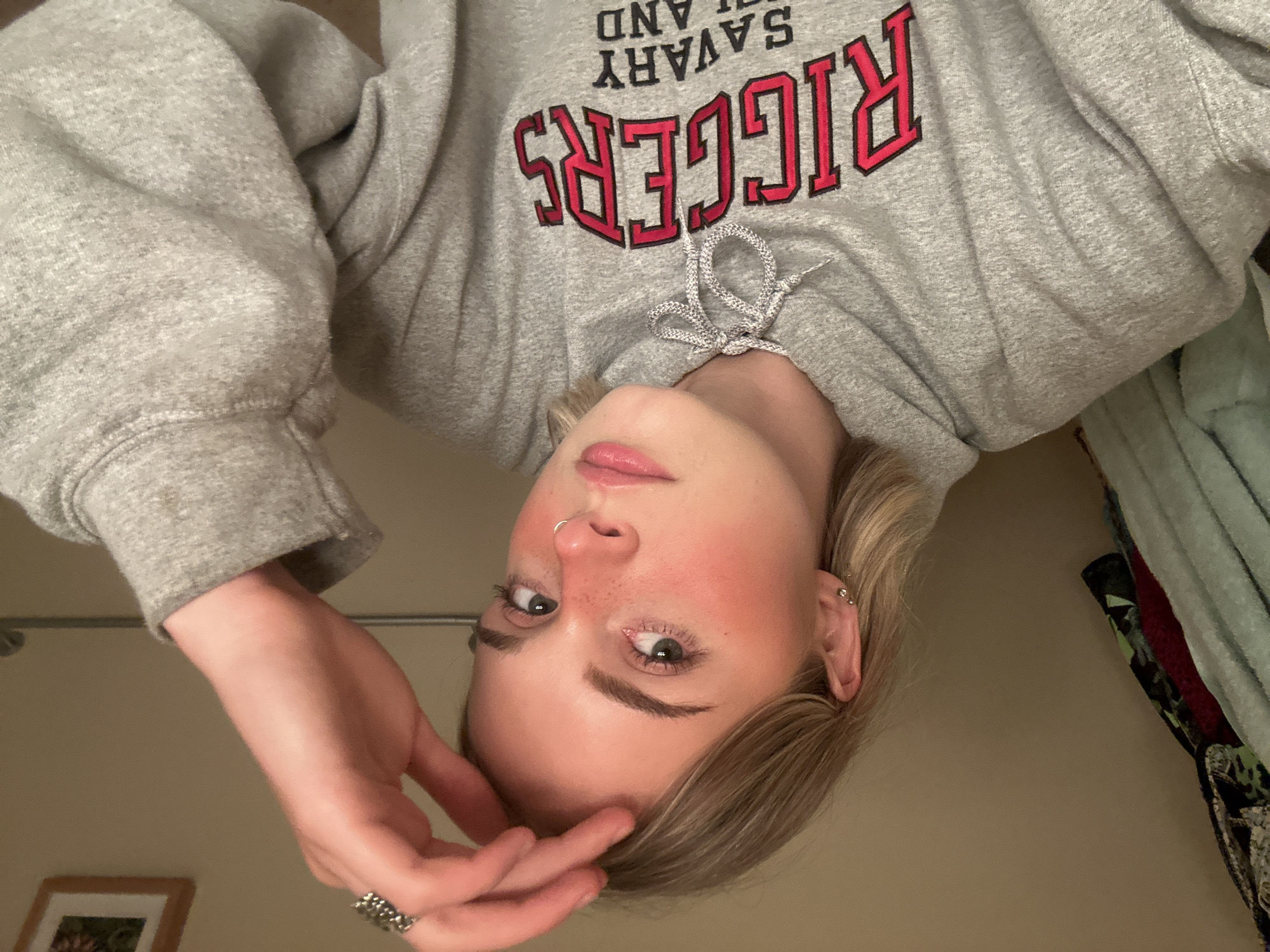 Woman photographed upside down in Whistler, Canada