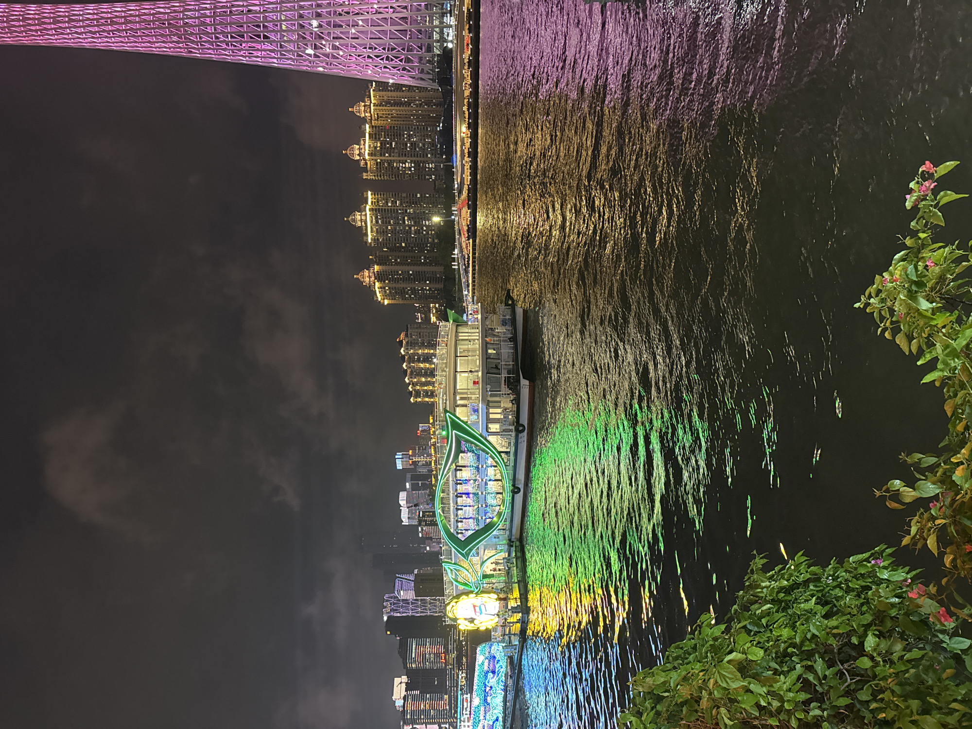 Canton Tower nighttime illumination documented in Guangzhou's Tianhe District