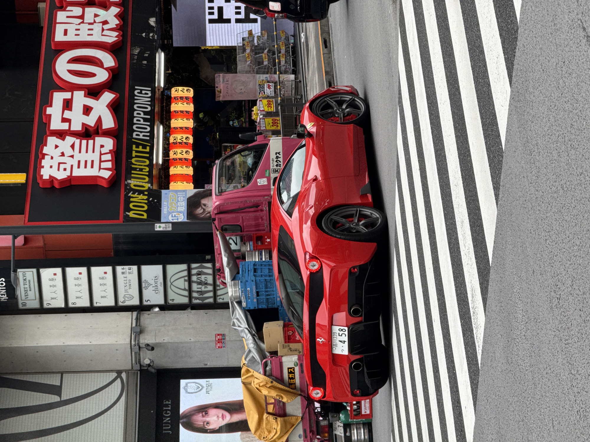 Ferrari parks on crosswalk in Tokyo's Minato district