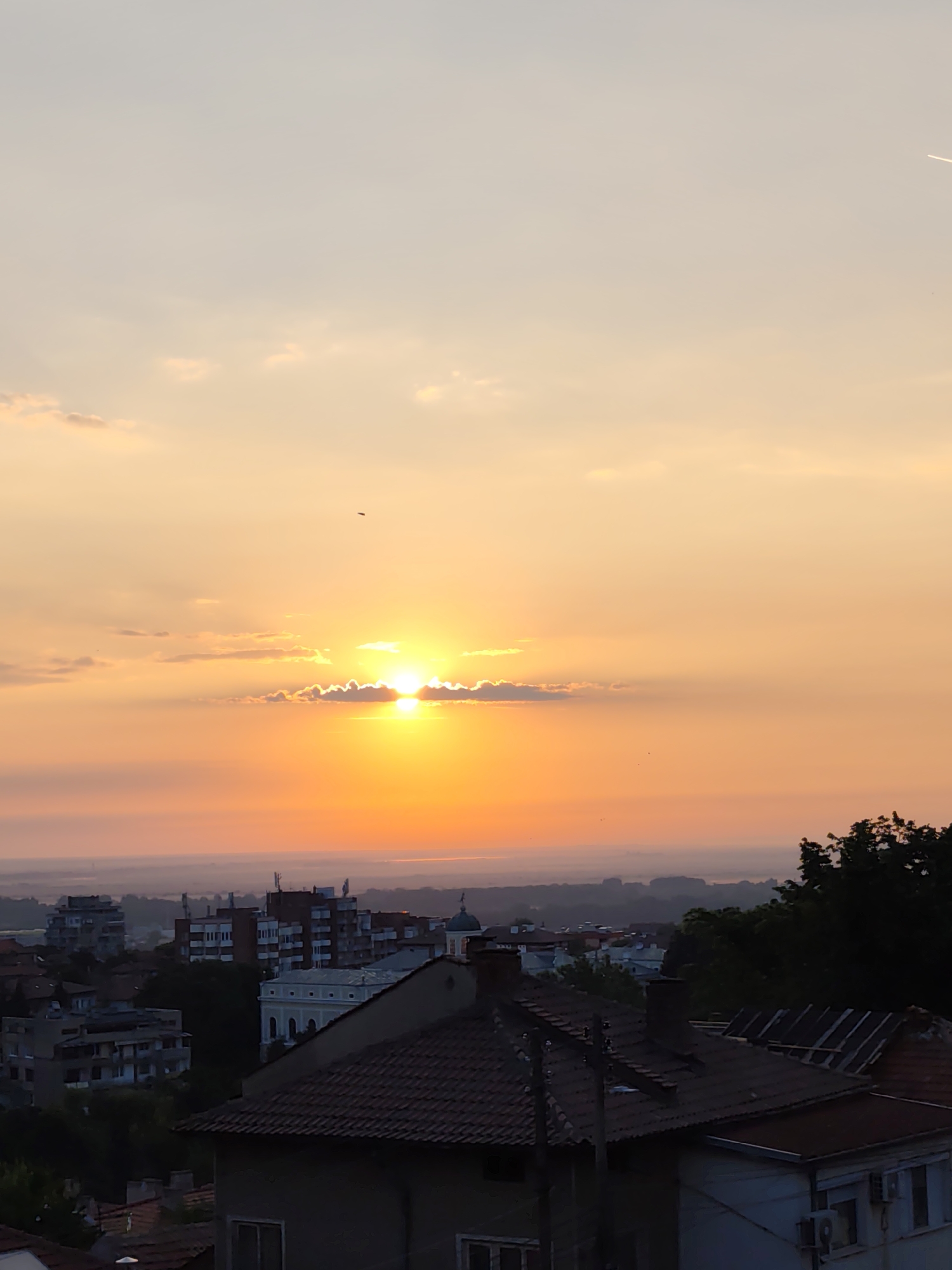 Golden sunset over Svishtov, Bulgaria, from multiple vantage points
