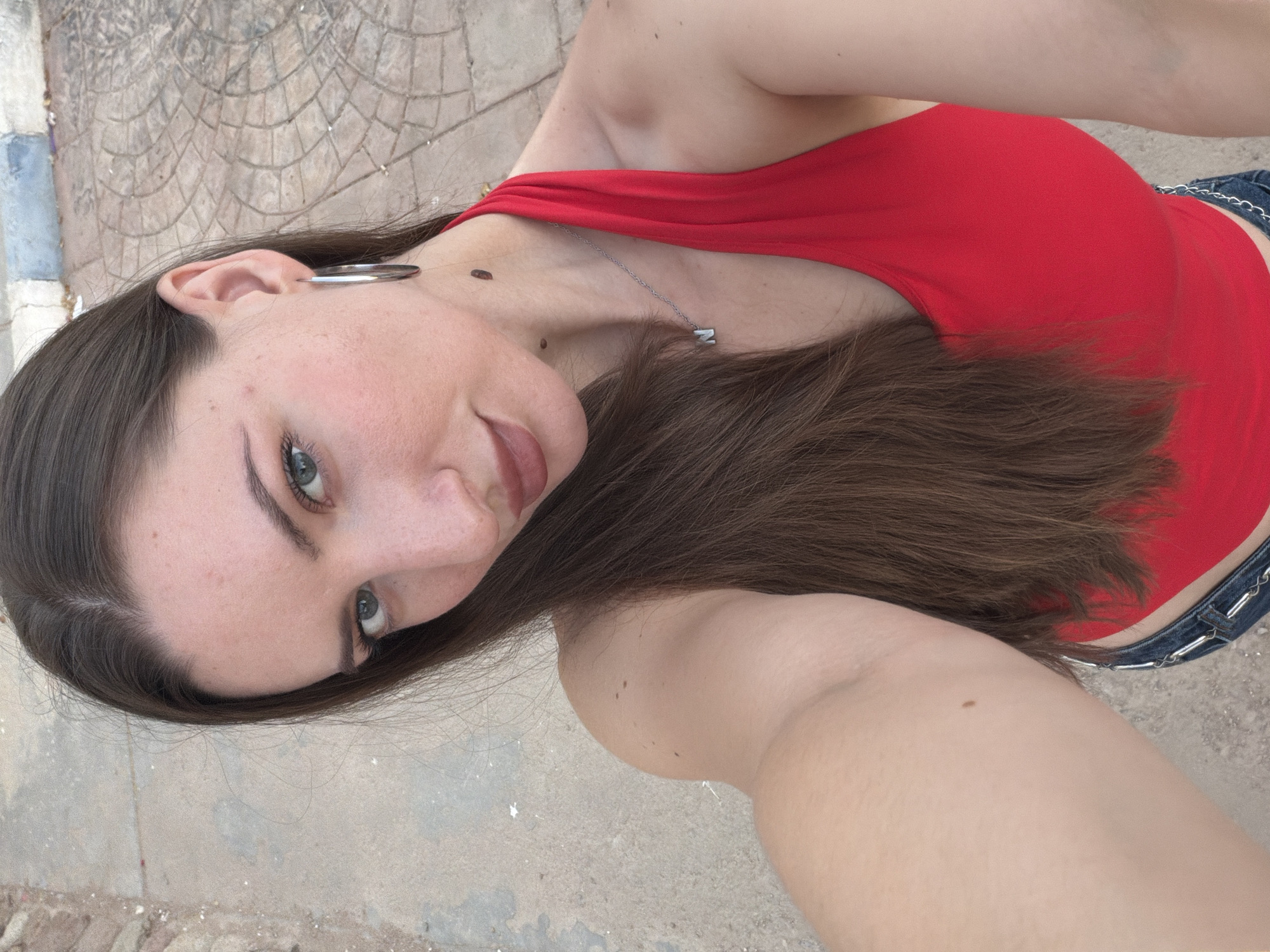 Back-to-back selfies at Sharm El Sheikh, red top, two angles