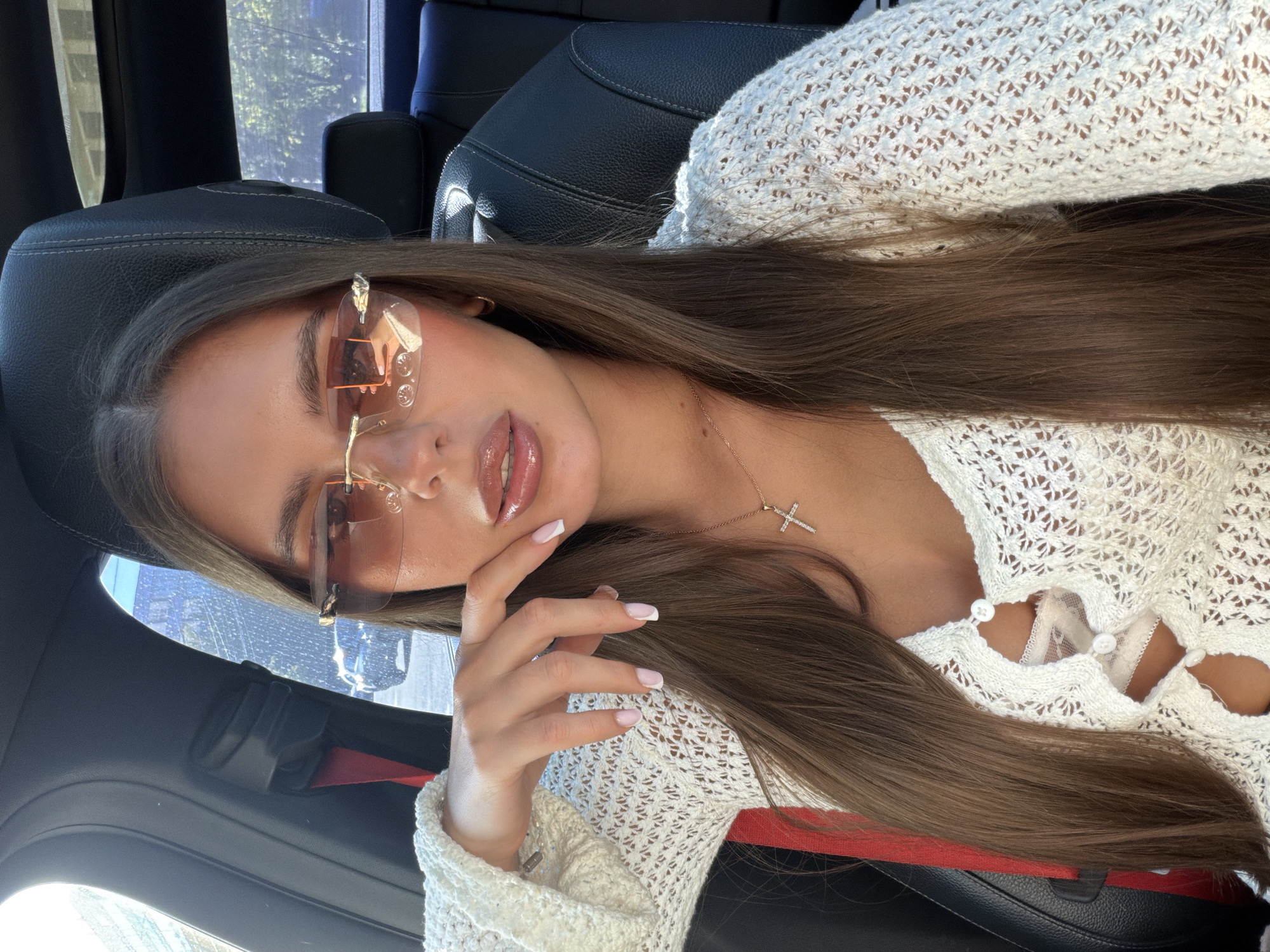 Woman photographed in car passenger seat in Krasnoyarsk