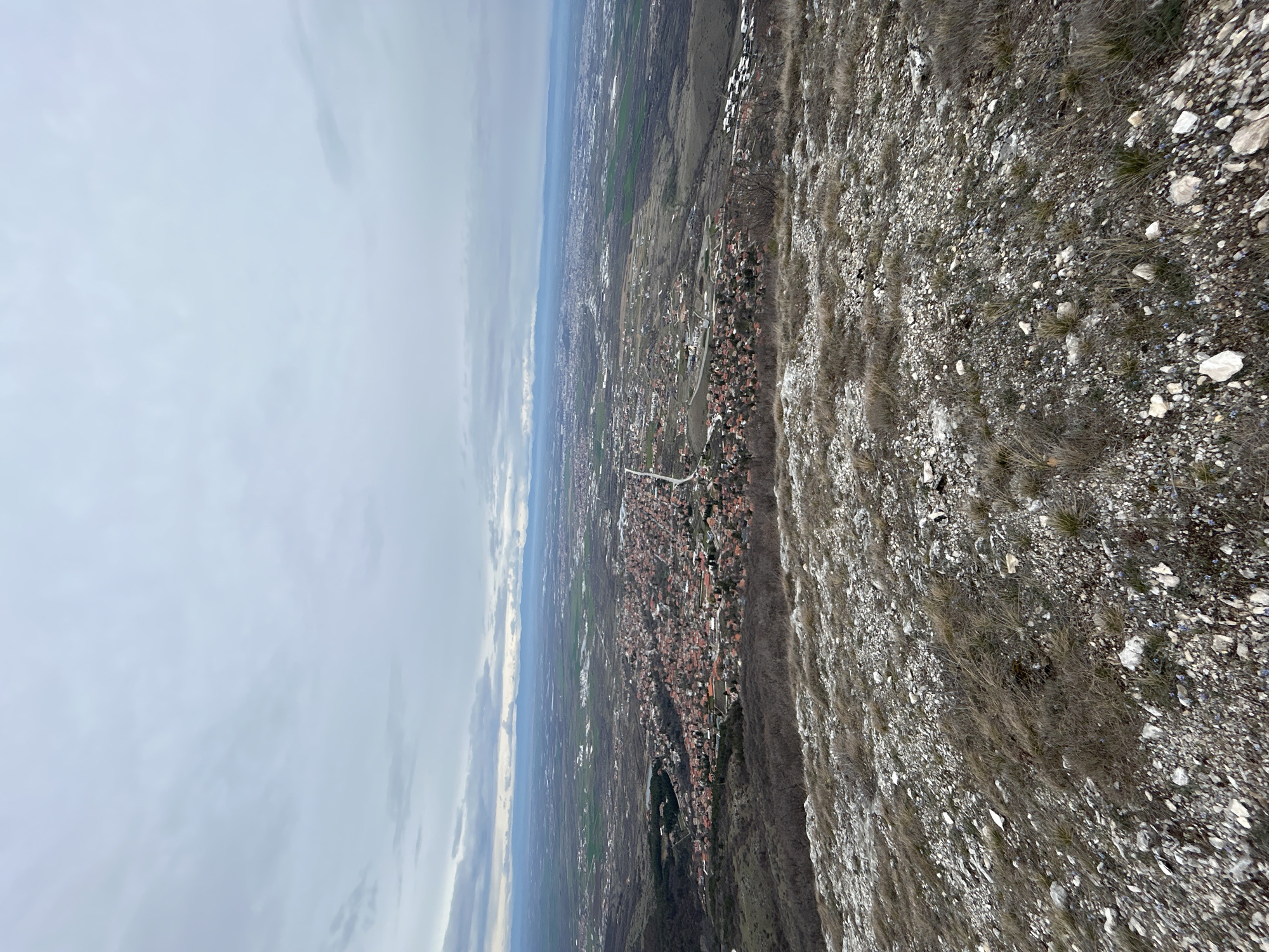 Aerial view captured of Markovo landscape and cityscape