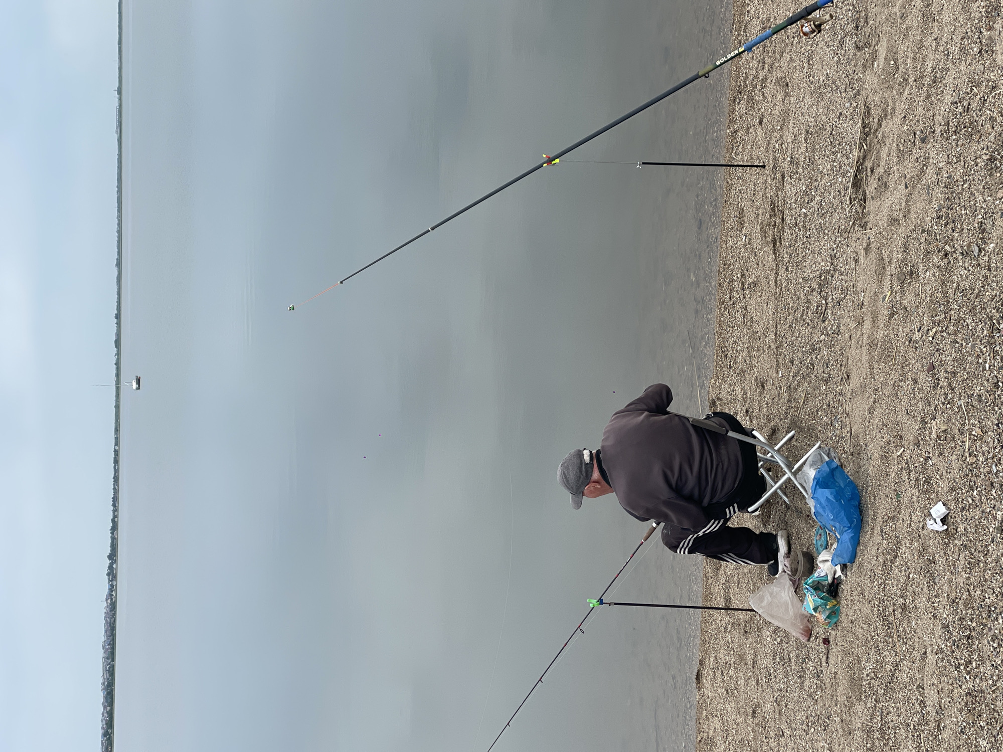 Early morning waterfront activity documented in Kokshetau, Kazakhstan