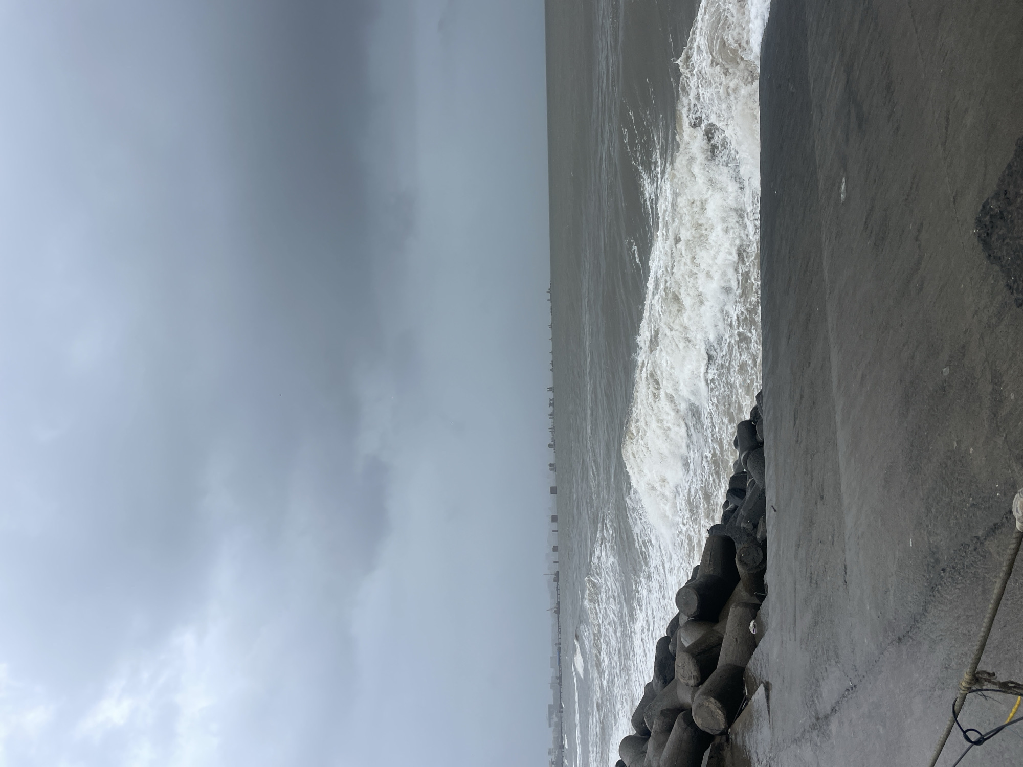Mumbai coastline in full monsoon mode, with cafe cats nearby