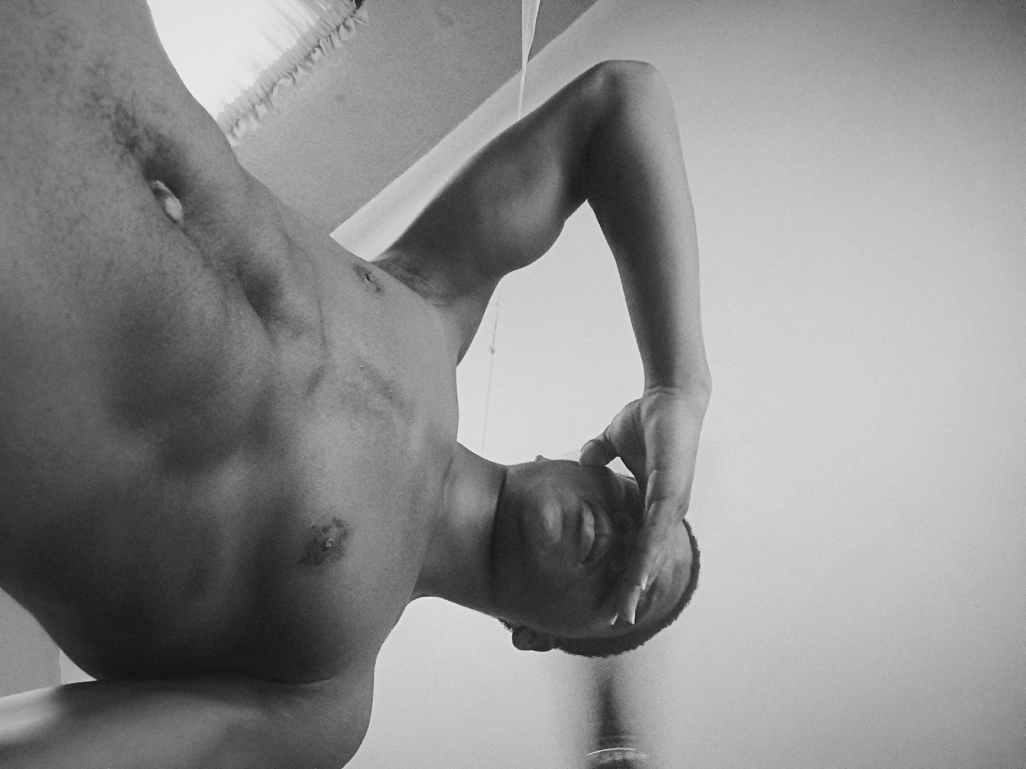 Contemplative moment captured in black and white photograph, Nkpor Nigeria