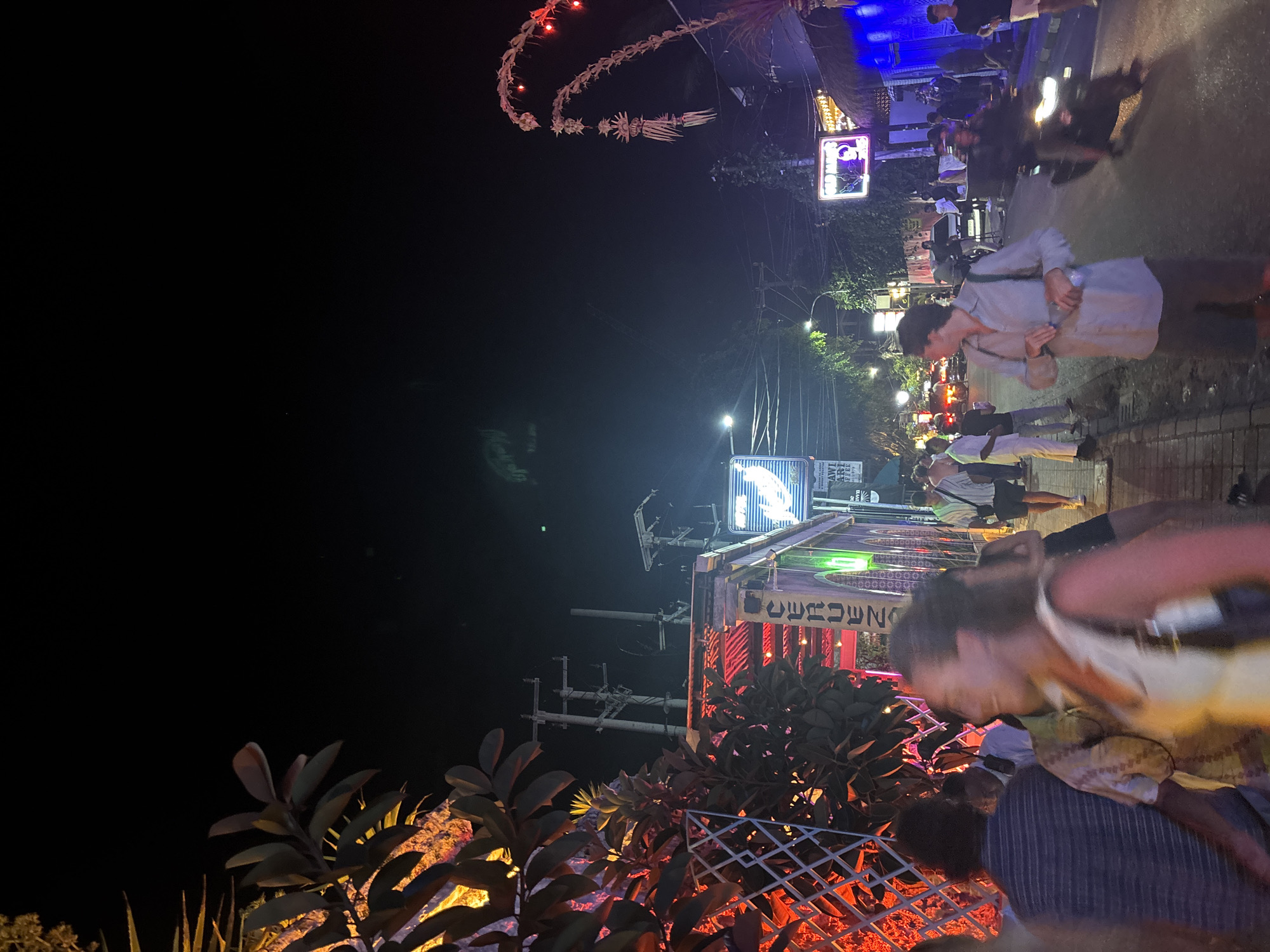 Neon-lit night scene at a themed venue in North Kuta, Bali
