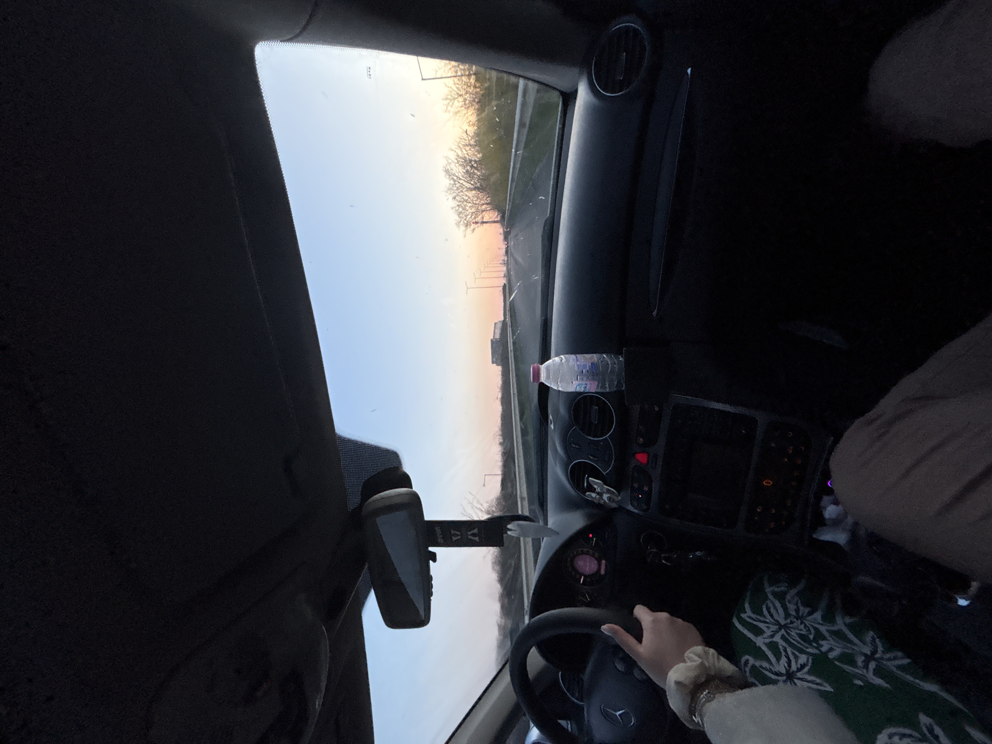 Driver captures twilight sky gradient near Burgas, Bulgaria
