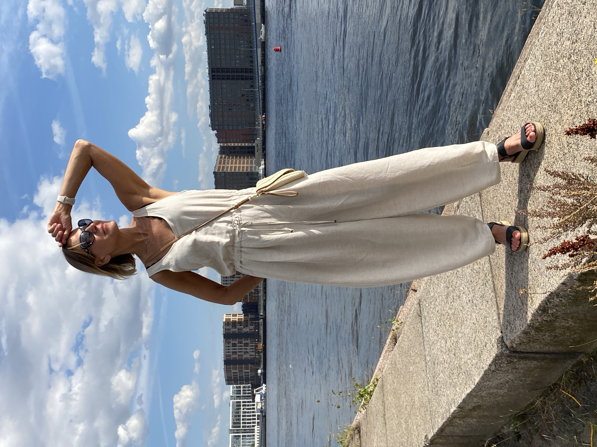 Yellow sailboat and summer waterways in Saint Petersburg