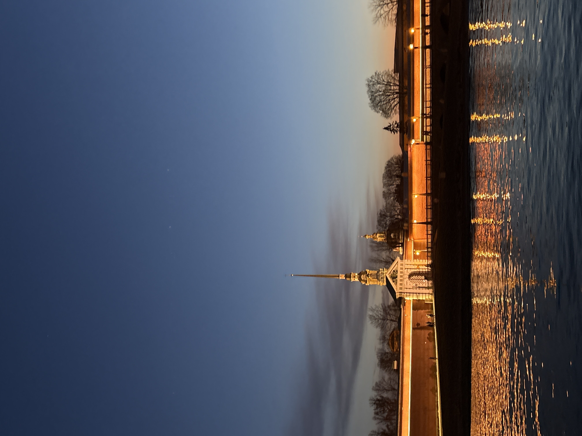 Evening waterfront views and selfie in historic Saint Petersburg