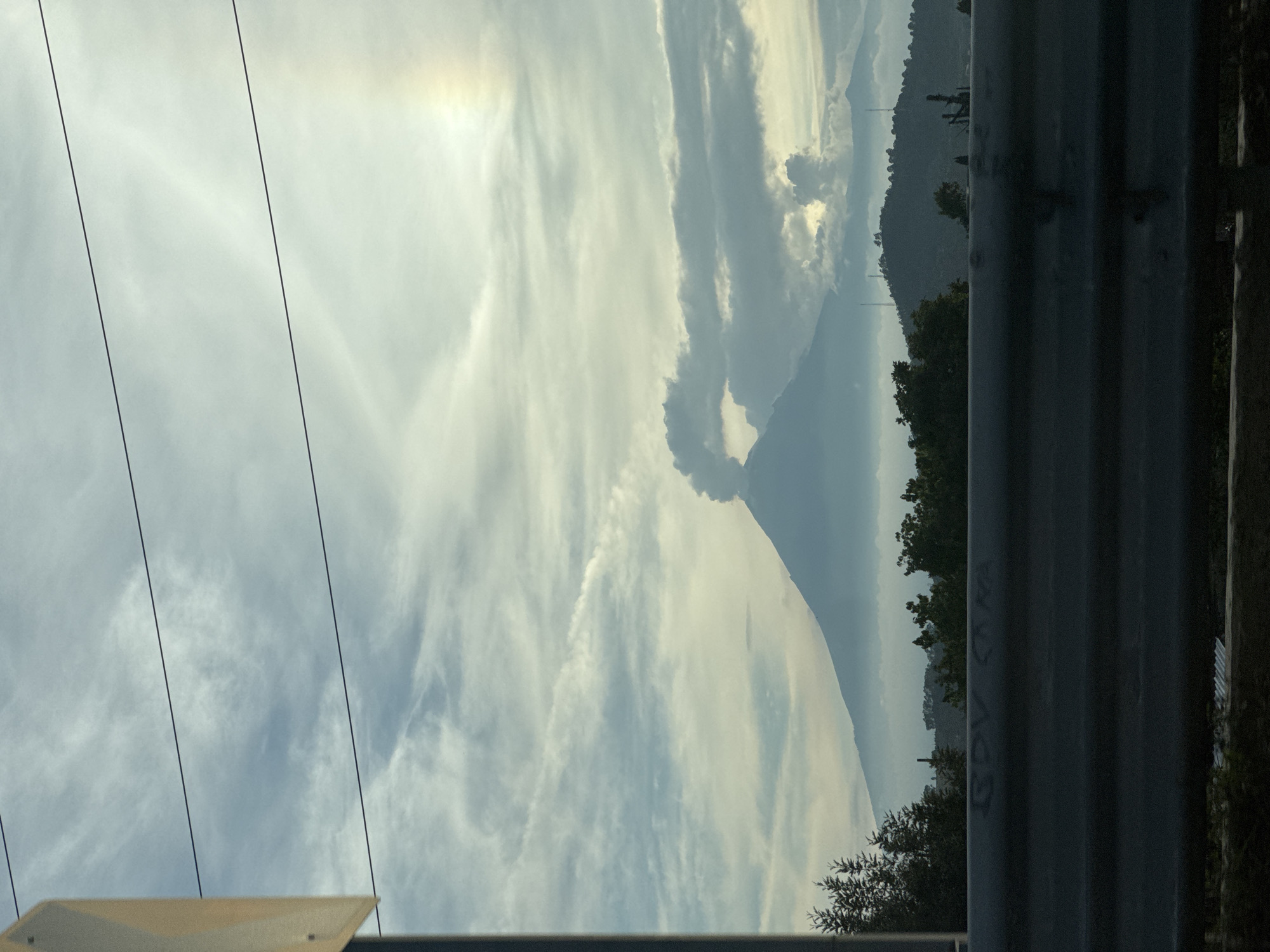 Popocatépetl volcano observed under cloudy skies in Cholula