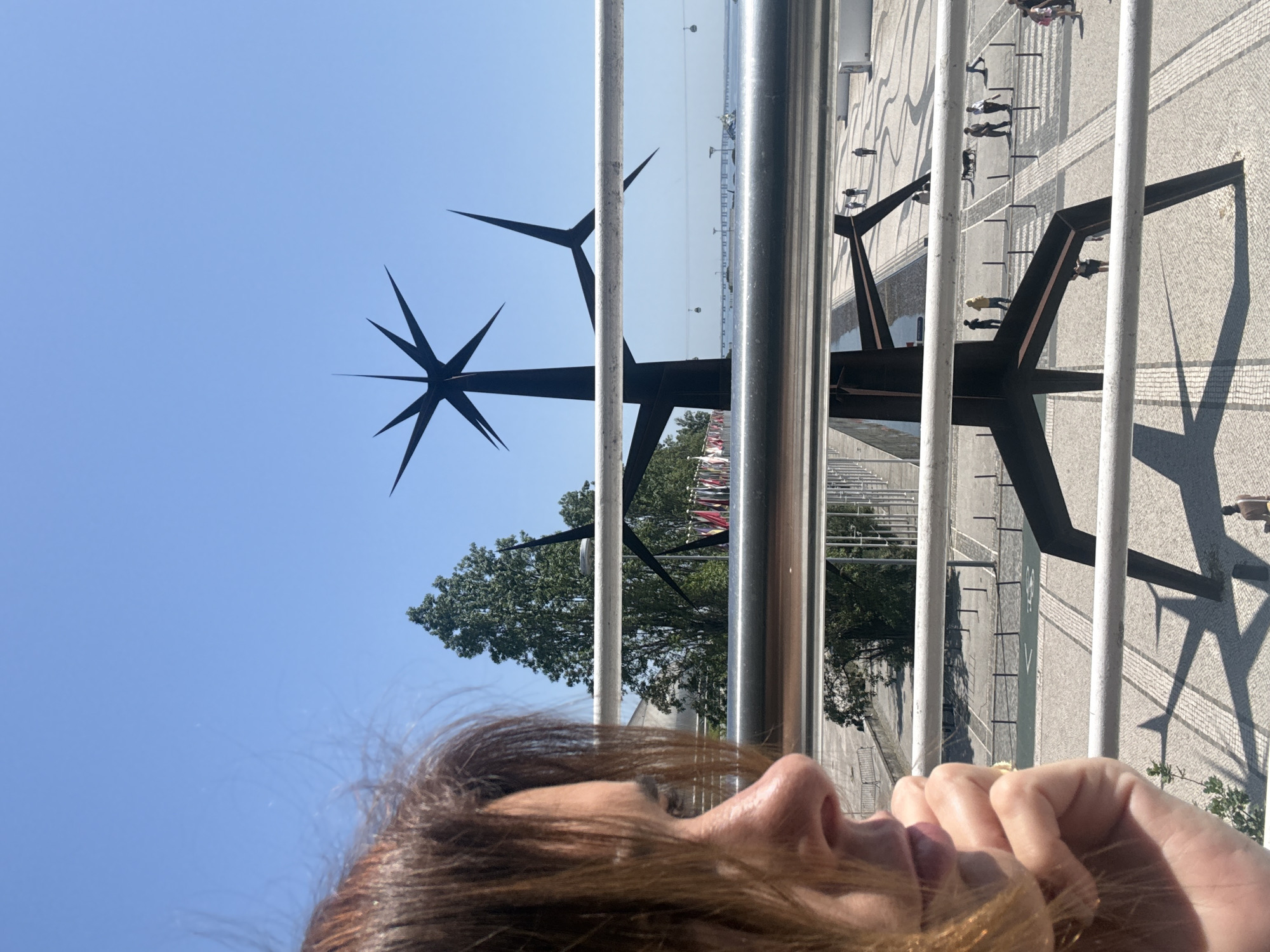 Couple visits Monument to Discoveries in Lisbon, takes selfies