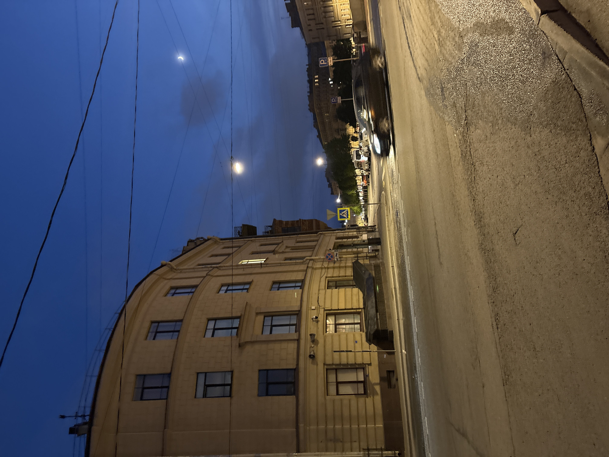 Evening scenes captured across illuminated Saint Petersburg streets