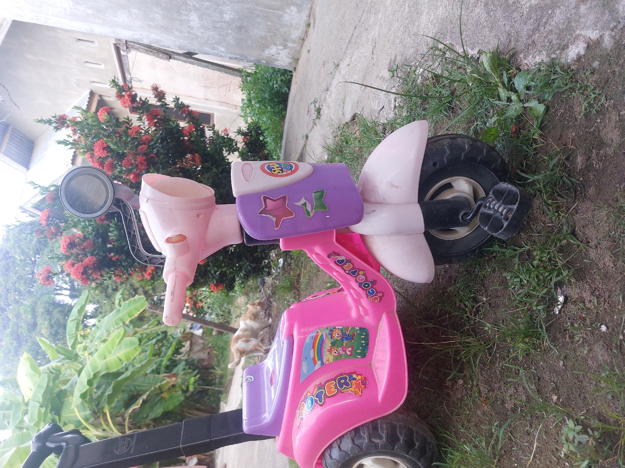 Pink toy scooter spotted in Lhokseumawe, Indonesia