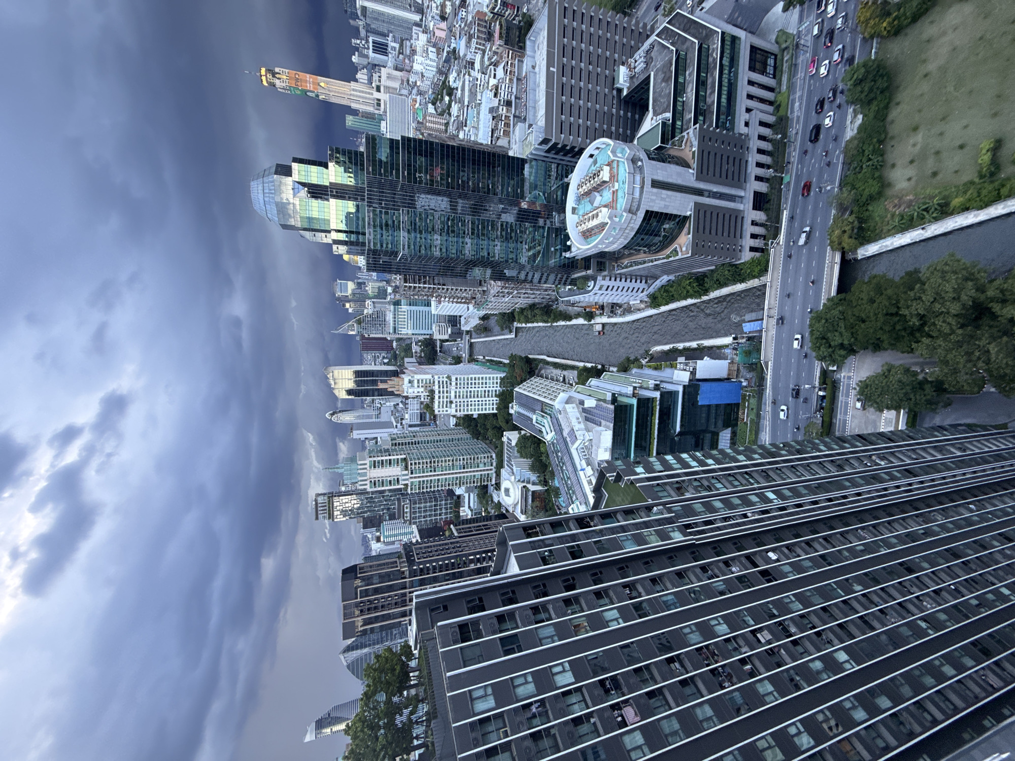 Bangkok skyline under stormy skies, July 2026