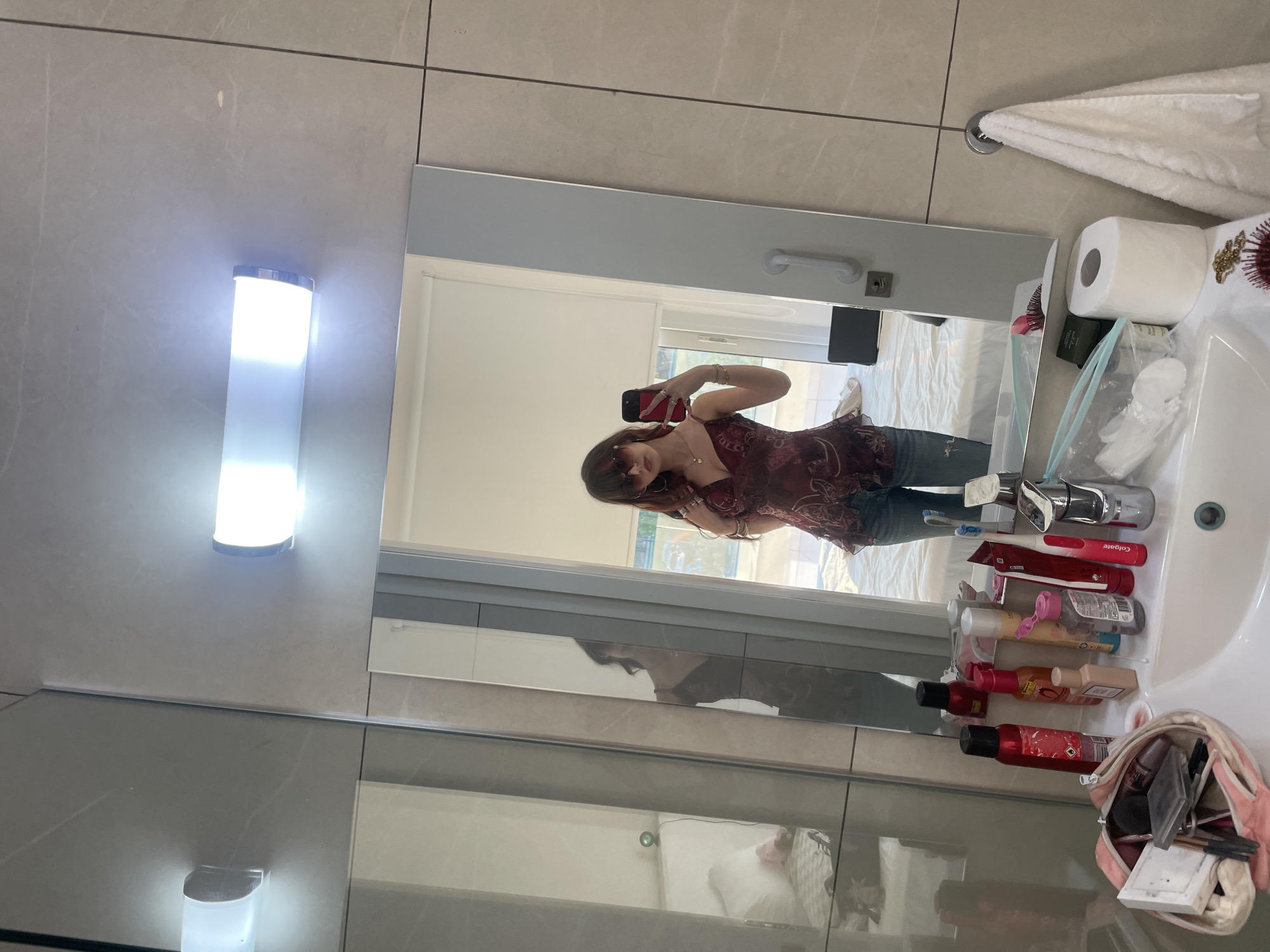 Mirror selfie session in a sunny Paphos apartment