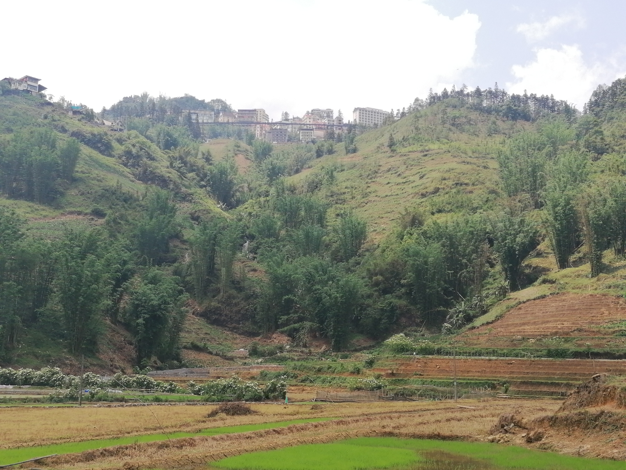 Tourist documents scenic Cat Cat Village landscapes in Vietnam