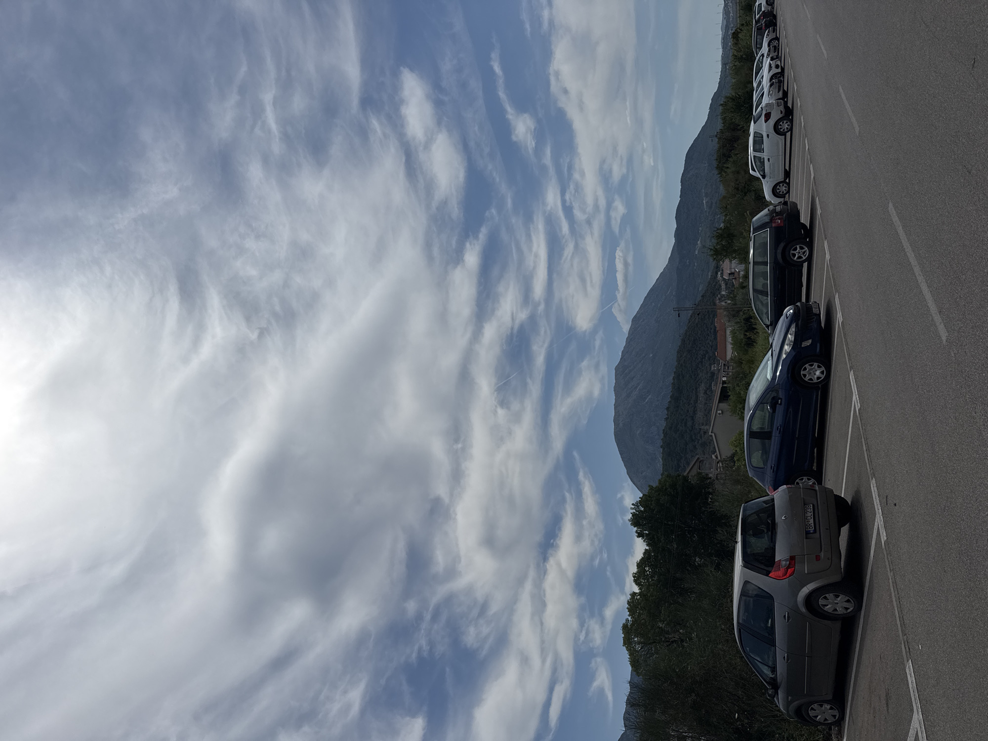 Parking lot in Bar, Montenegro, mountains looming behind