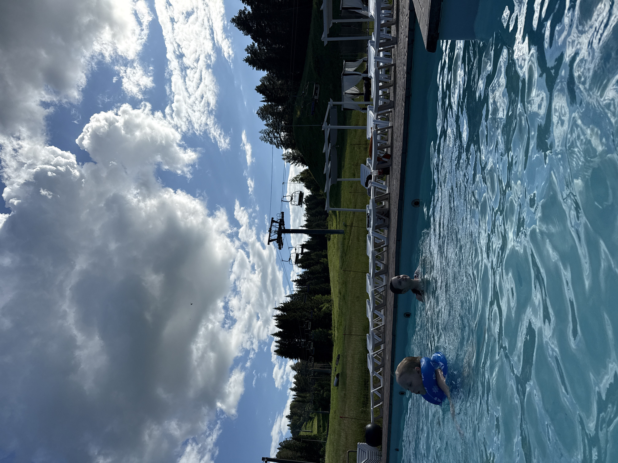 Summer pool day captured at Russian resort in Nechkino