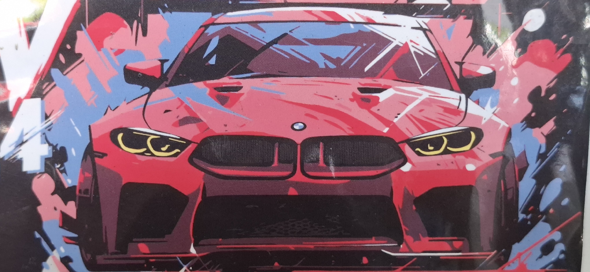 Graphic art illustration of red BMW captured by witness