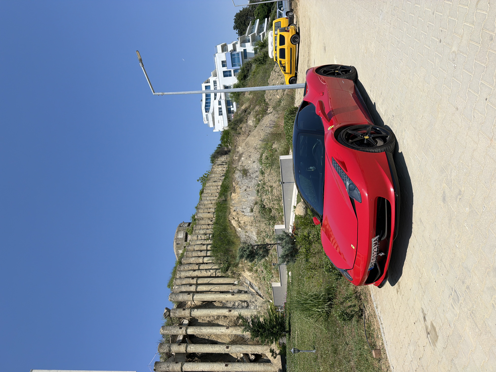 Red Ferrari turns heads along Obzor's sunny seafront