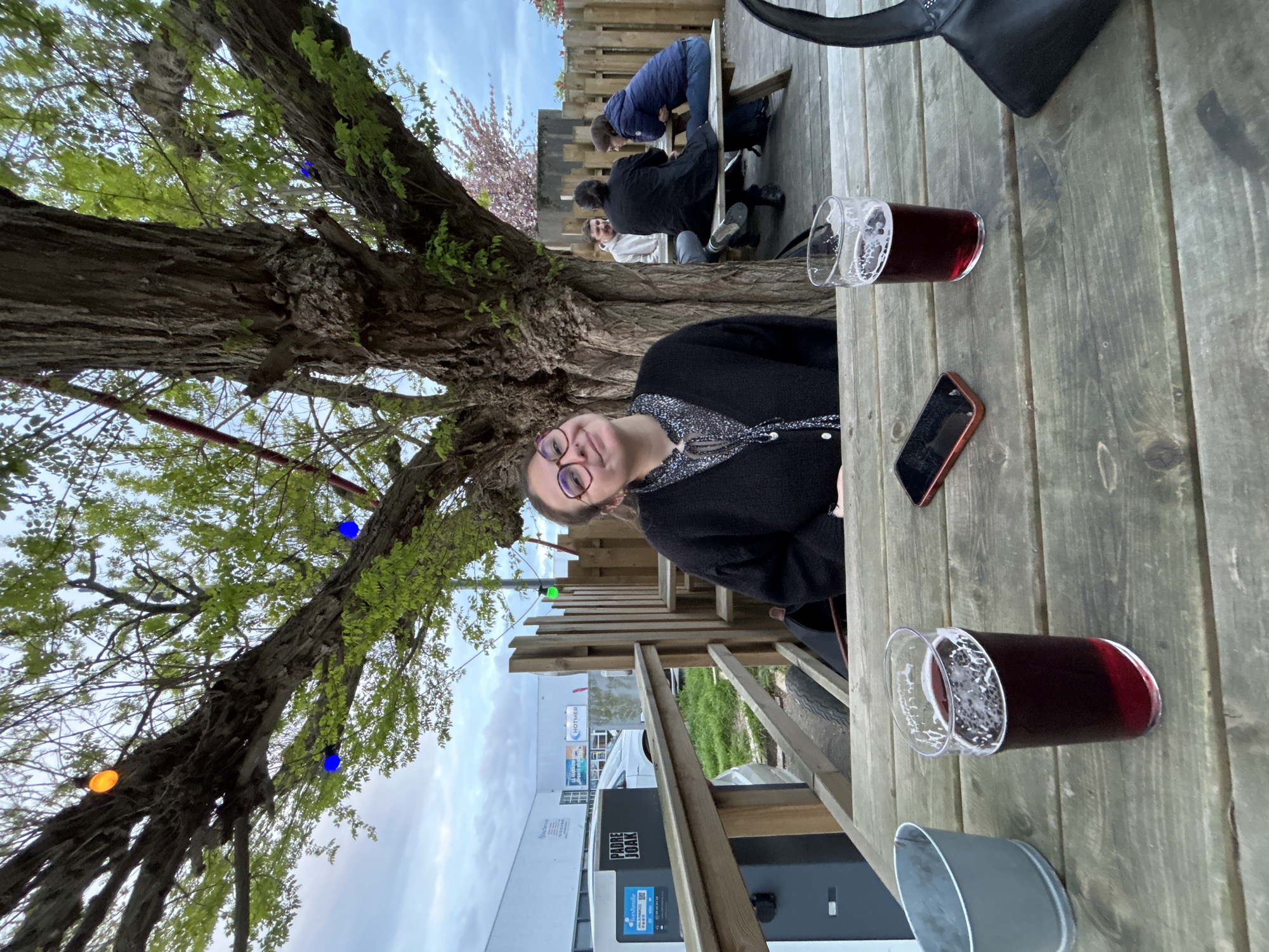 Evening beer at outdoor pub in Villeneuve-d'Ascq captured