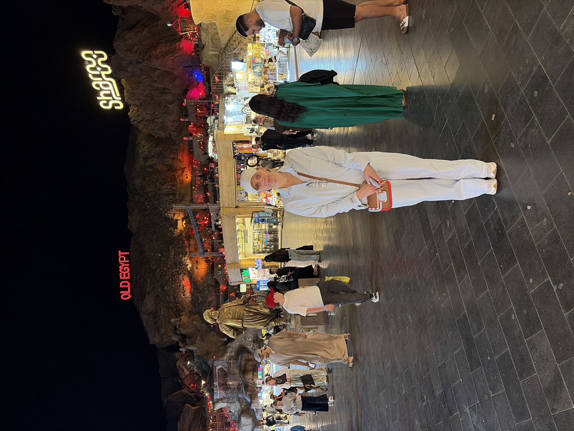 Tourists gather at illuminated Al-Sahaba Mosque in Sharm El Sheikh
