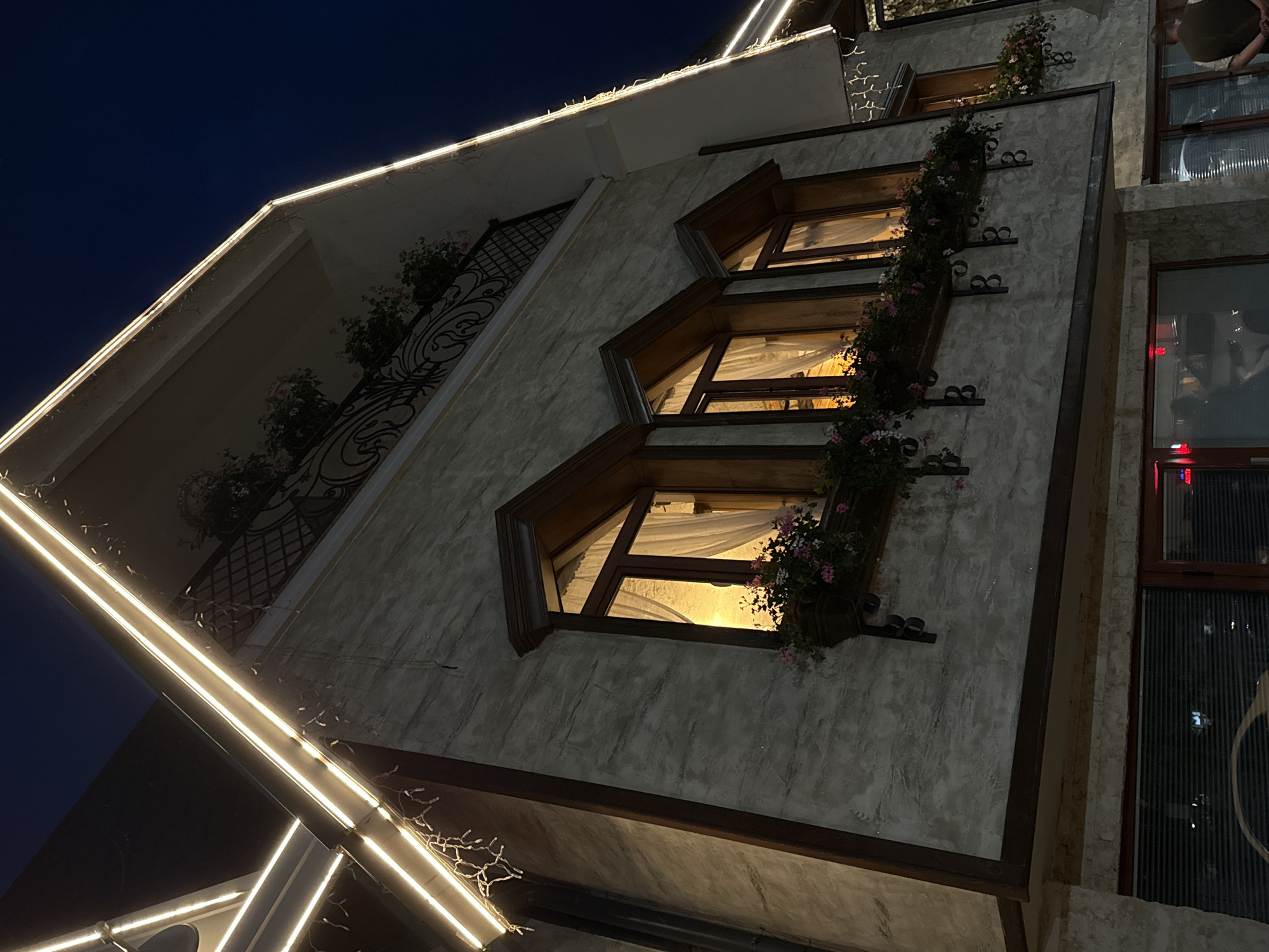 Evening documented at Piano Bar building in Velingrad, Bulgaria