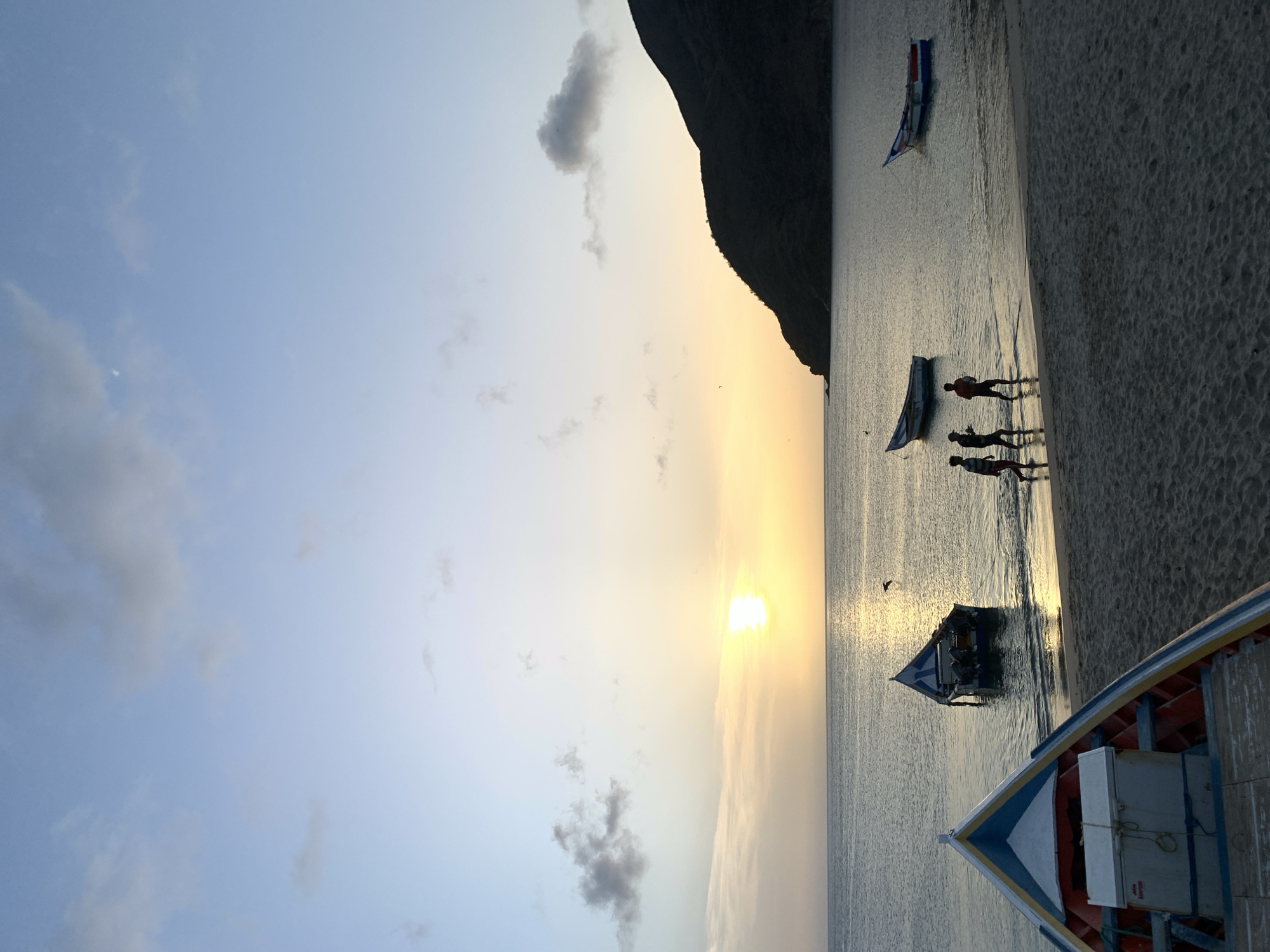 Sunset fishing boats captured in Juan Griego Venezuela evening