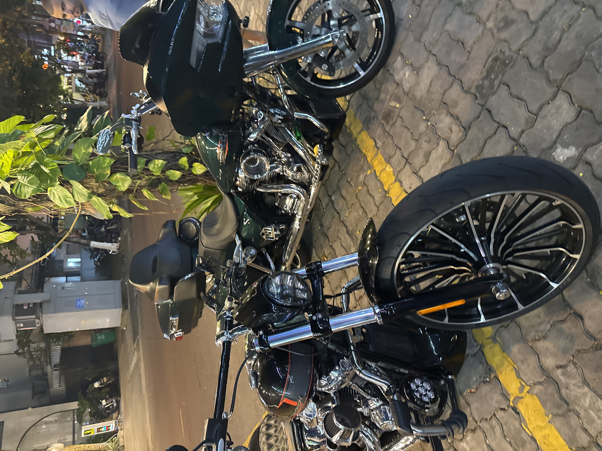 Two Custom Harley-Davidson Motorcycles Parked in Đà Nẵng