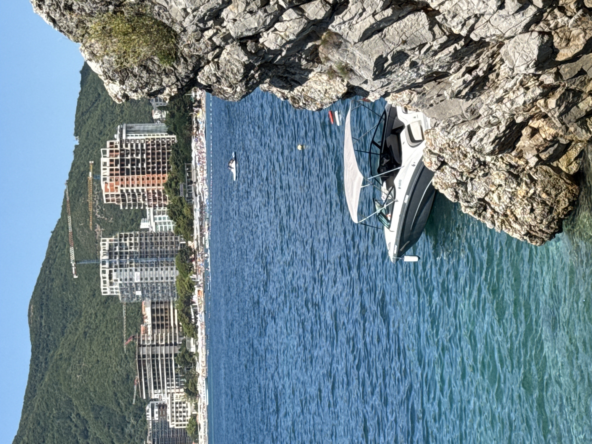 Calm summer morning on the Adriatic coast in Budva