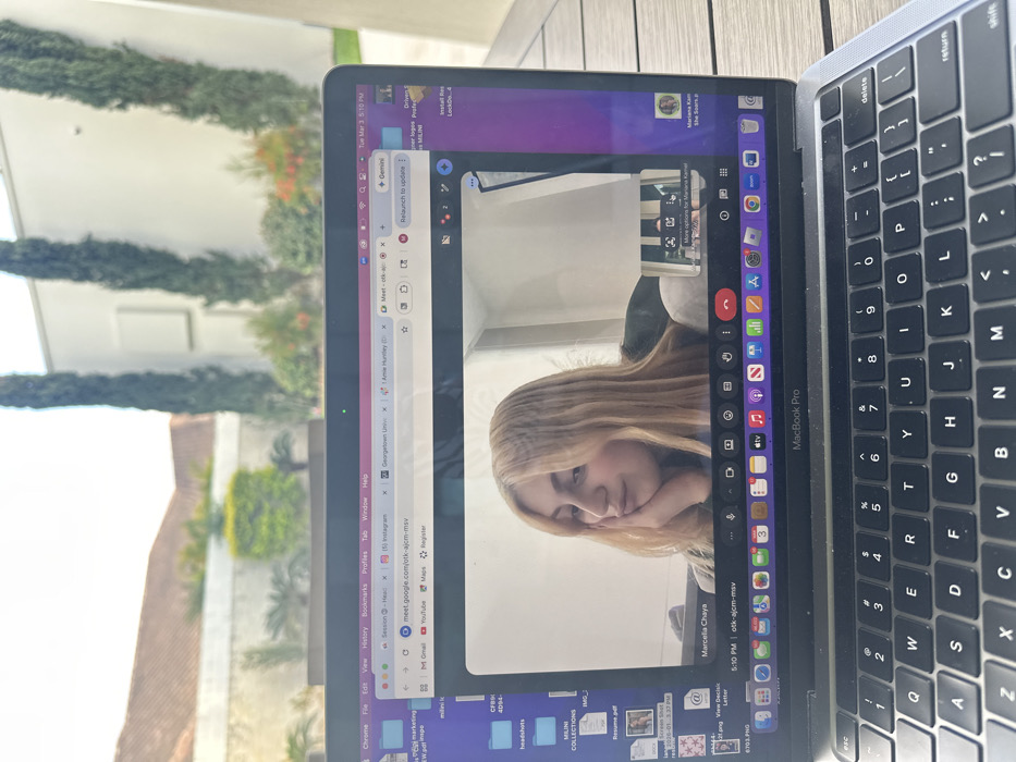 Video conference in progress on outdoor laptop in McAllen