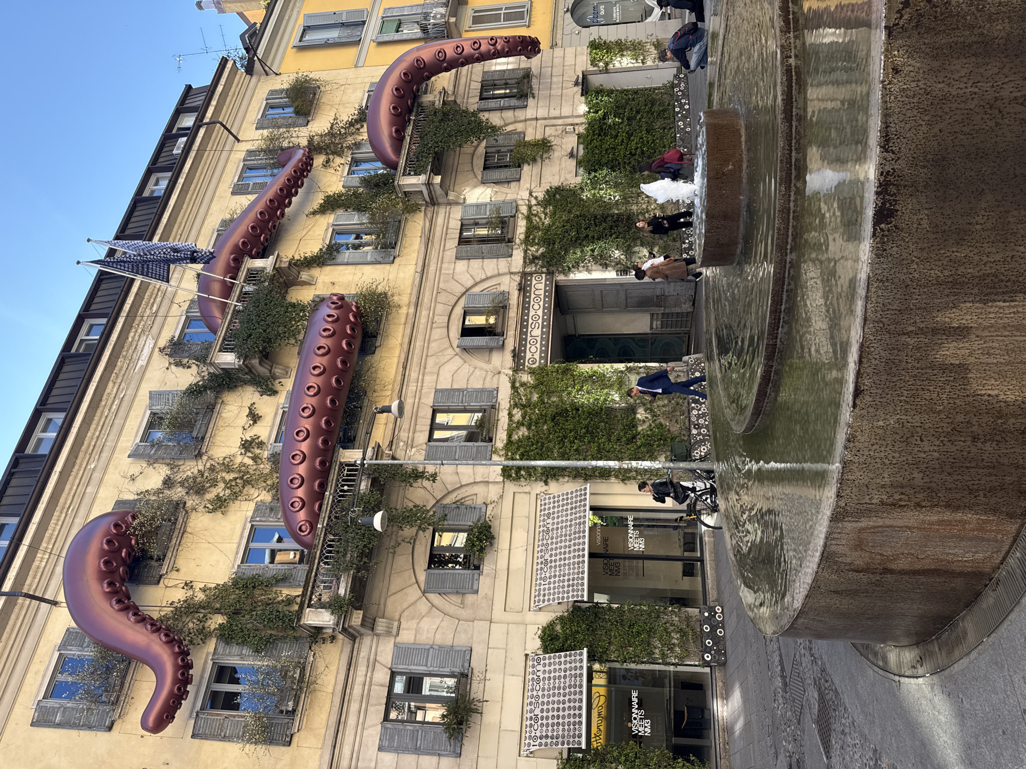 Giant inflatable octopus tentacles spotted on Milan's Corso Como
