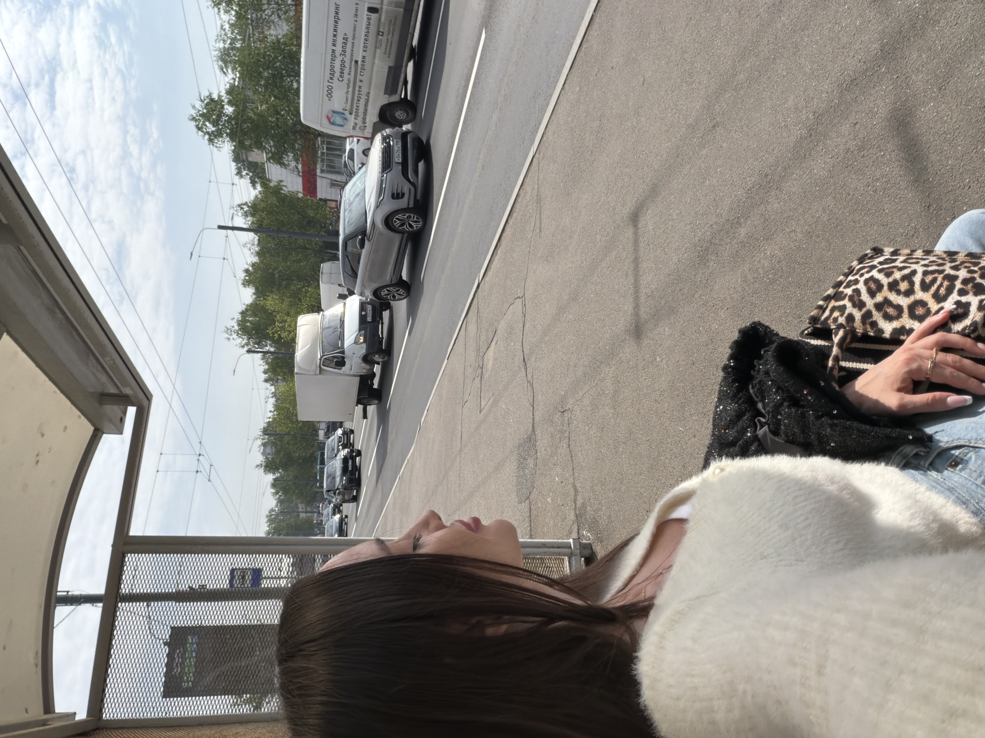 Morning commute scene captured at Saint Petersburg bus stop