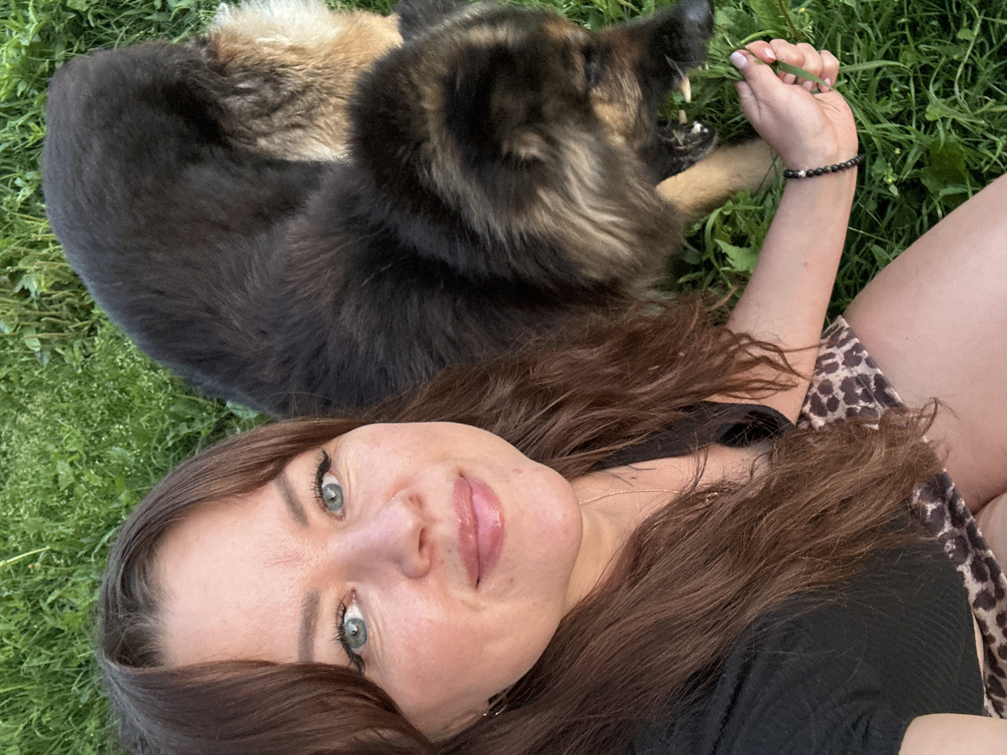 Outdoor selfie with a fluffy dog in Chaikovsky, Russia