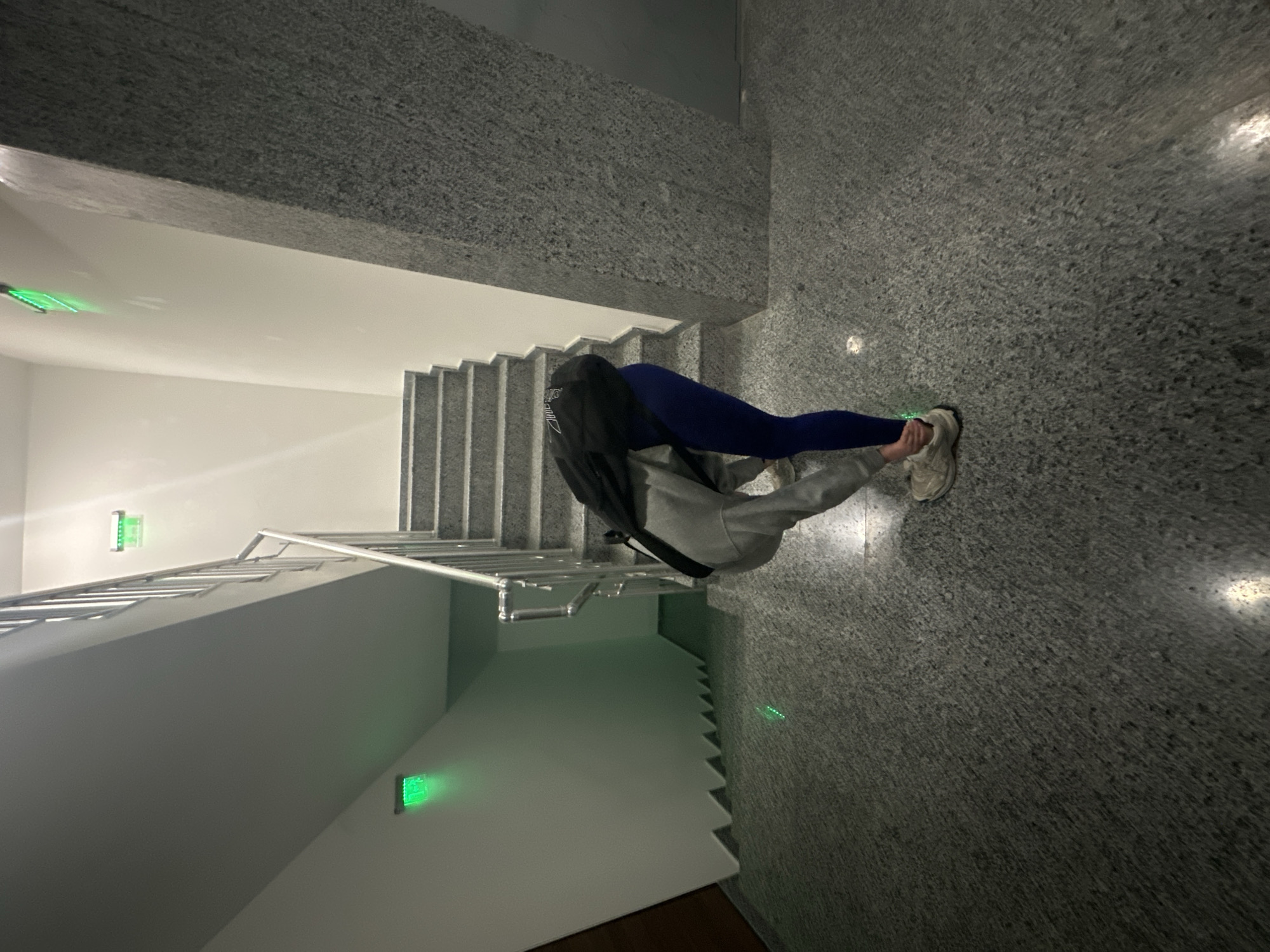 Person photographed in concrete stairwell in Sofia, Bulgaria