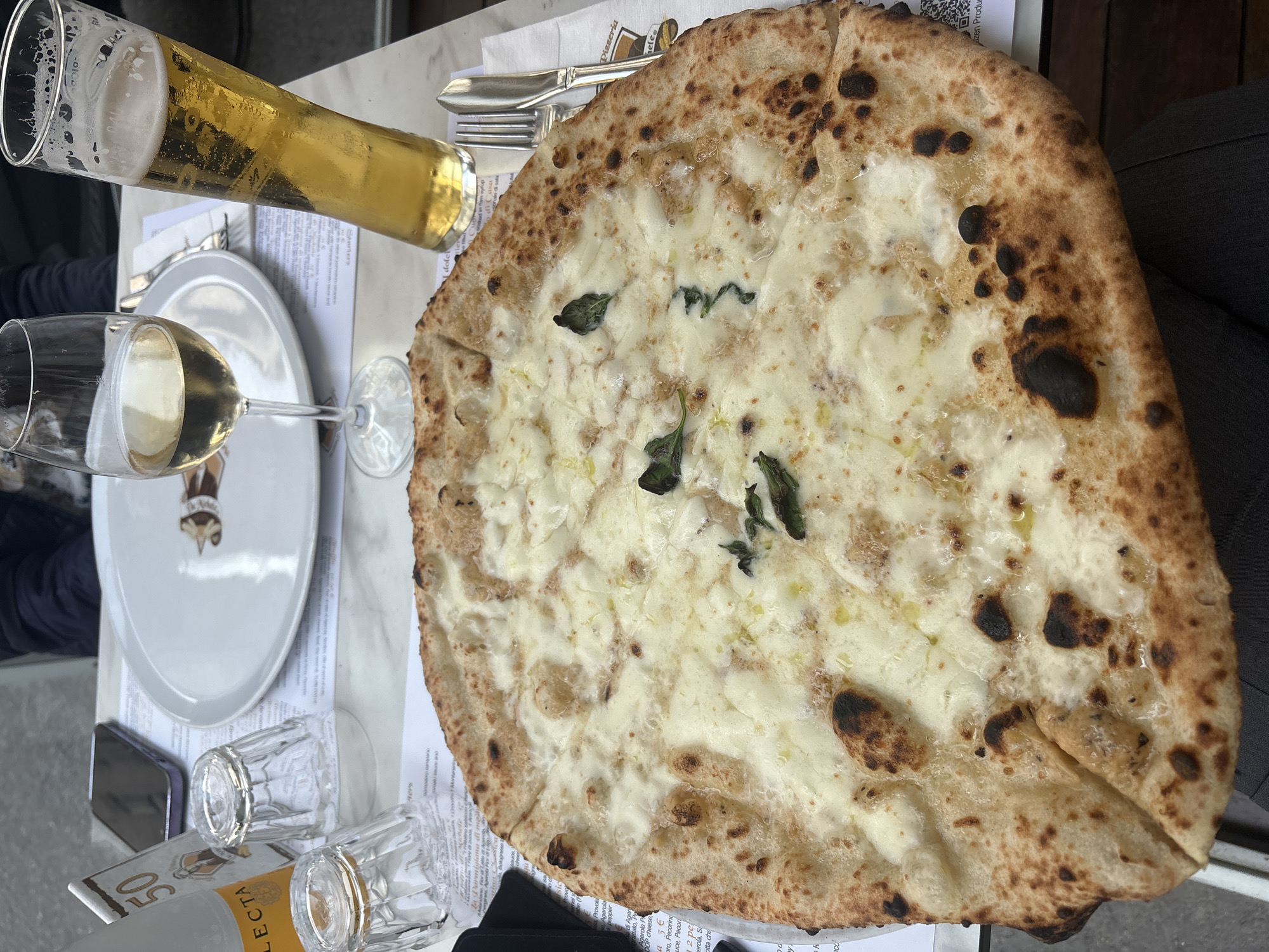 White pizza meal documented in Turin