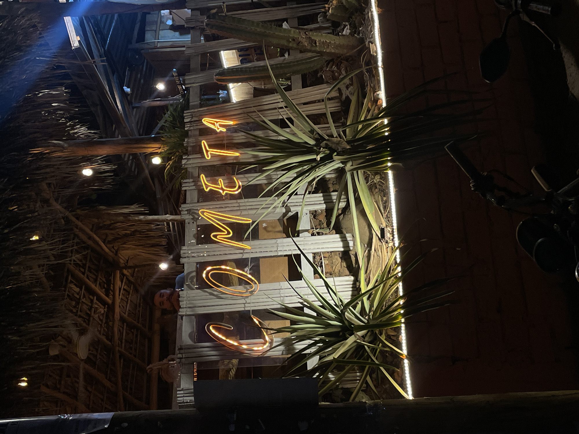 Nighttime business signage spotted in Brisas de Zicatela, Mexico