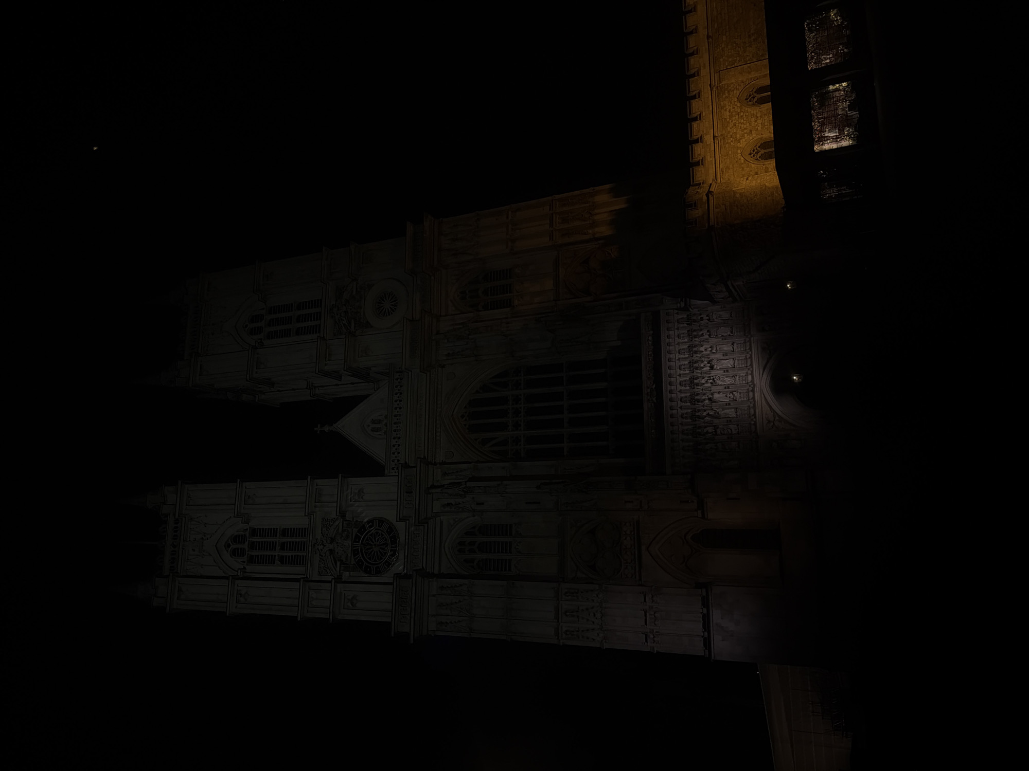 Westminster Abbey illuminated at night in London