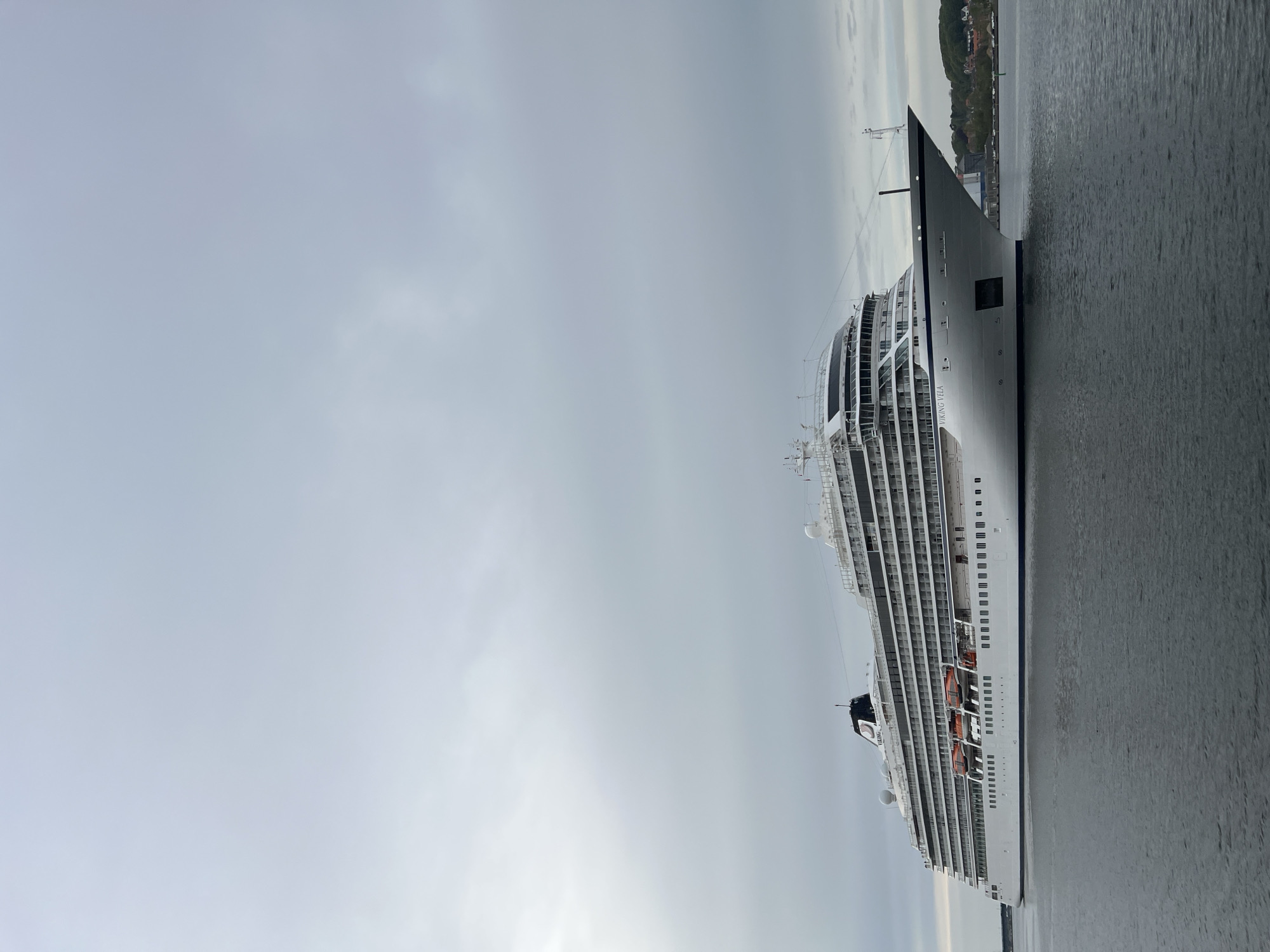 Viking Vela cruise ship docks in Aalborg harbor