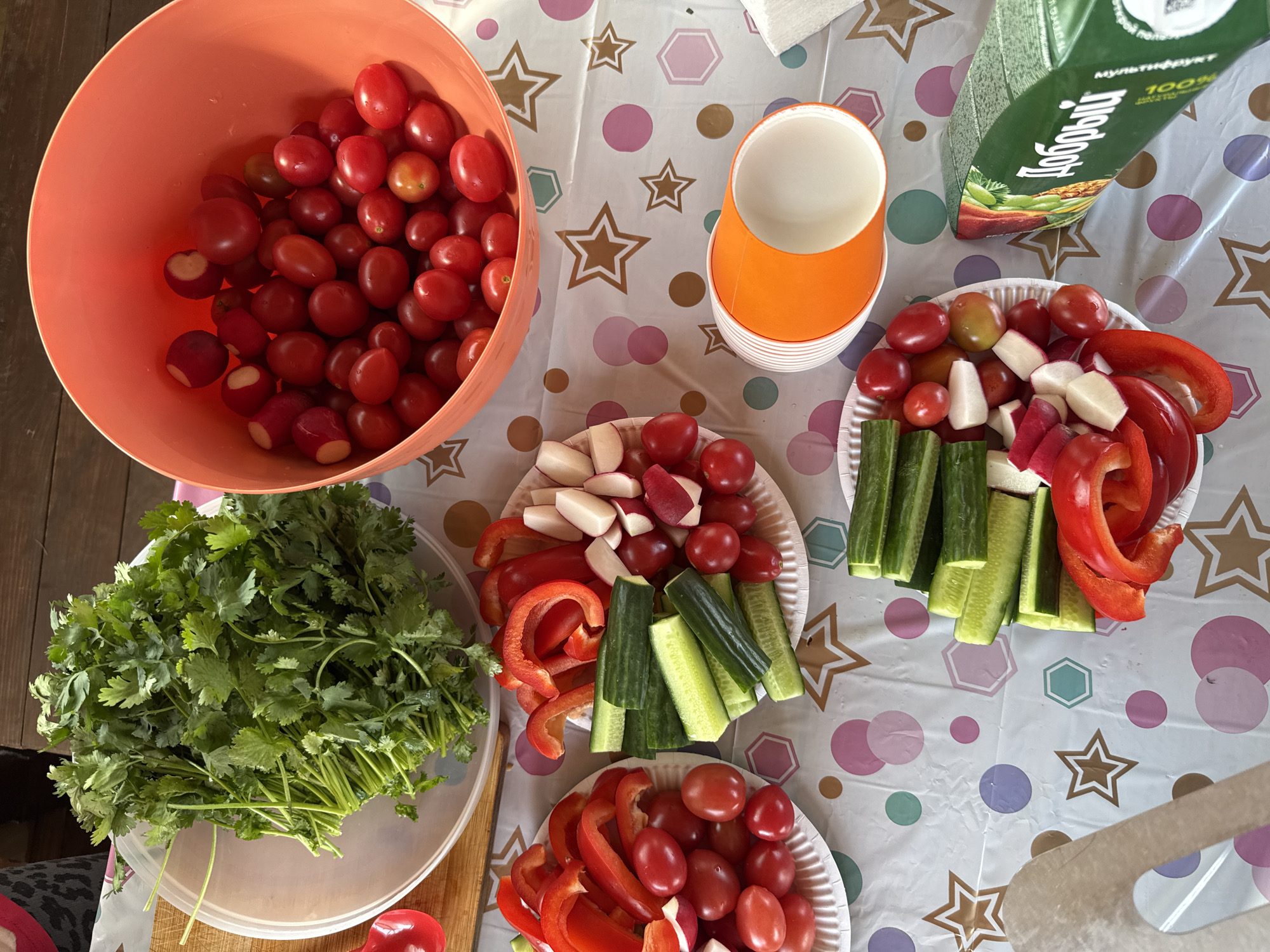 Party snack table arranged in Кузнецово, Russia