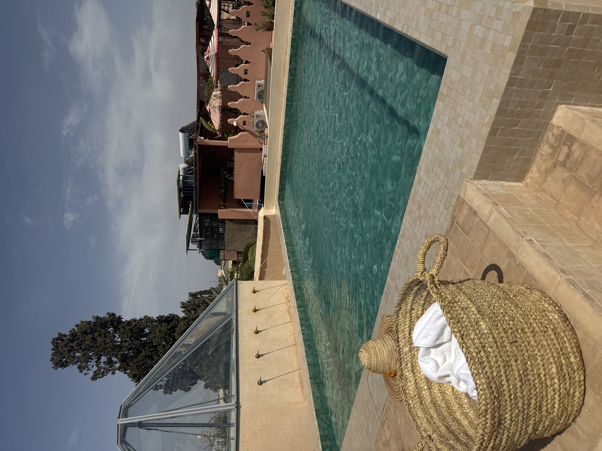 Sunny afternoon at a Marrakesh rooftop pool