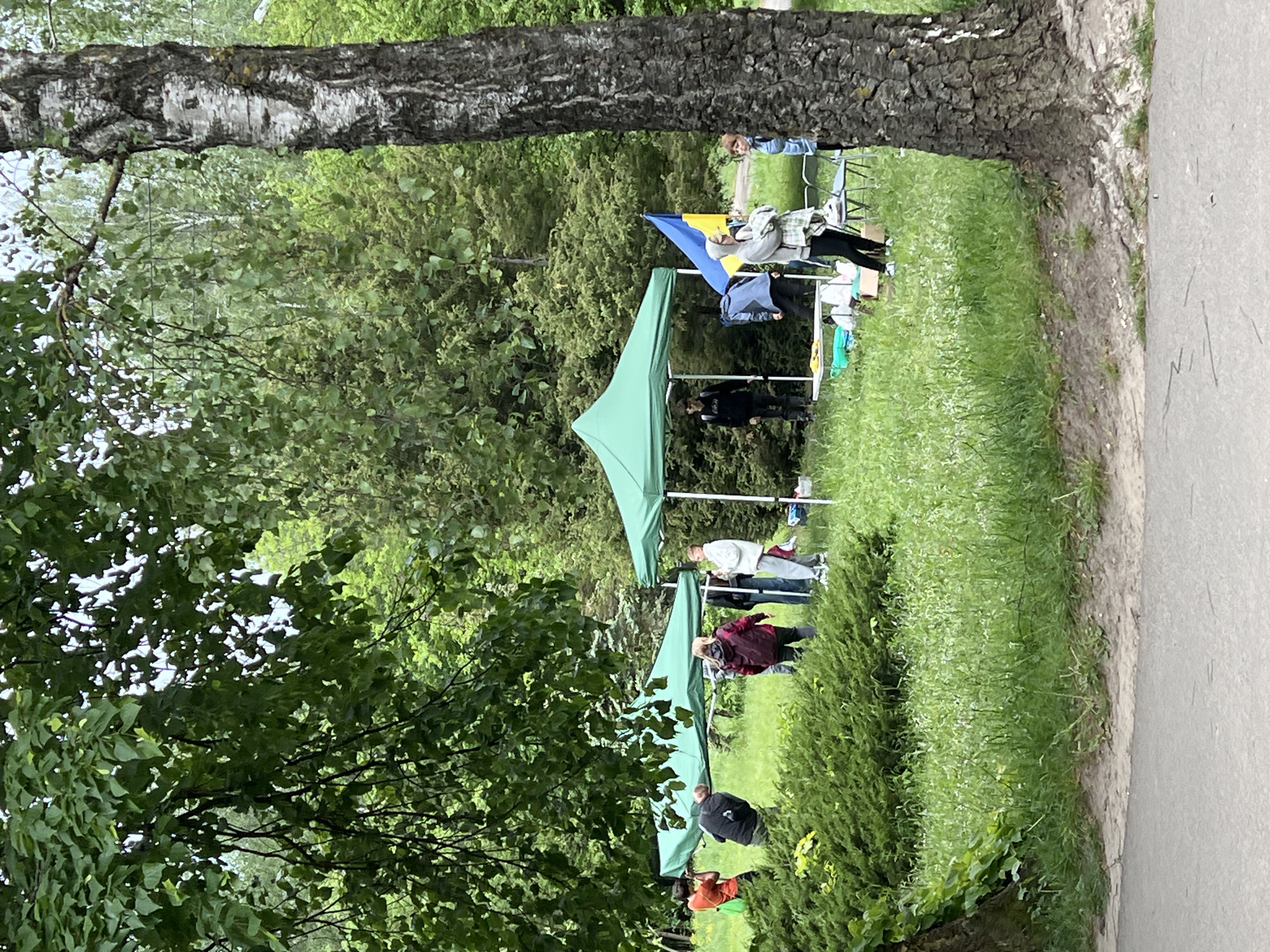 Youth athletic group gathers in Ternopil park with Ukrainian flag