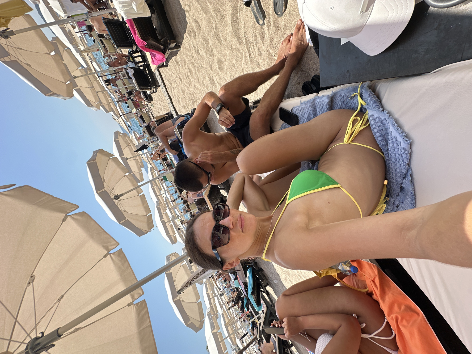 Packed summer beach day at Kamenovo, Montenegro