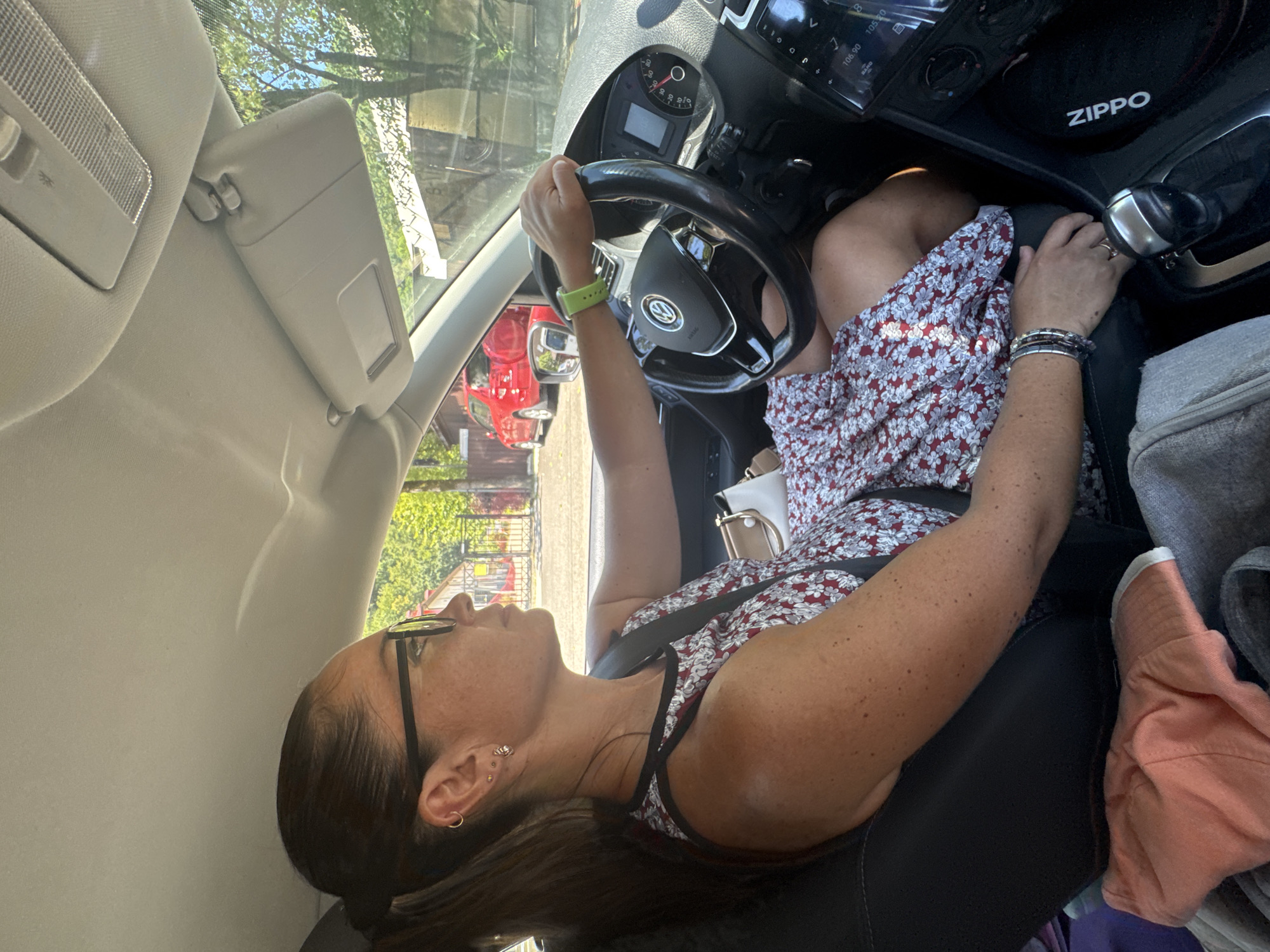Car ride through Sochi on a sunny July morning