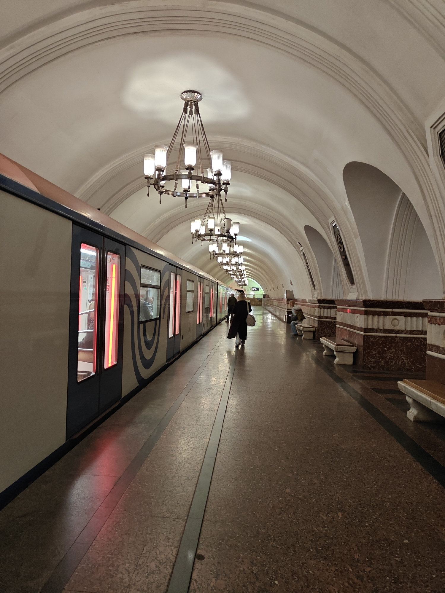 Morning commuter activity observed at Moscow metro station