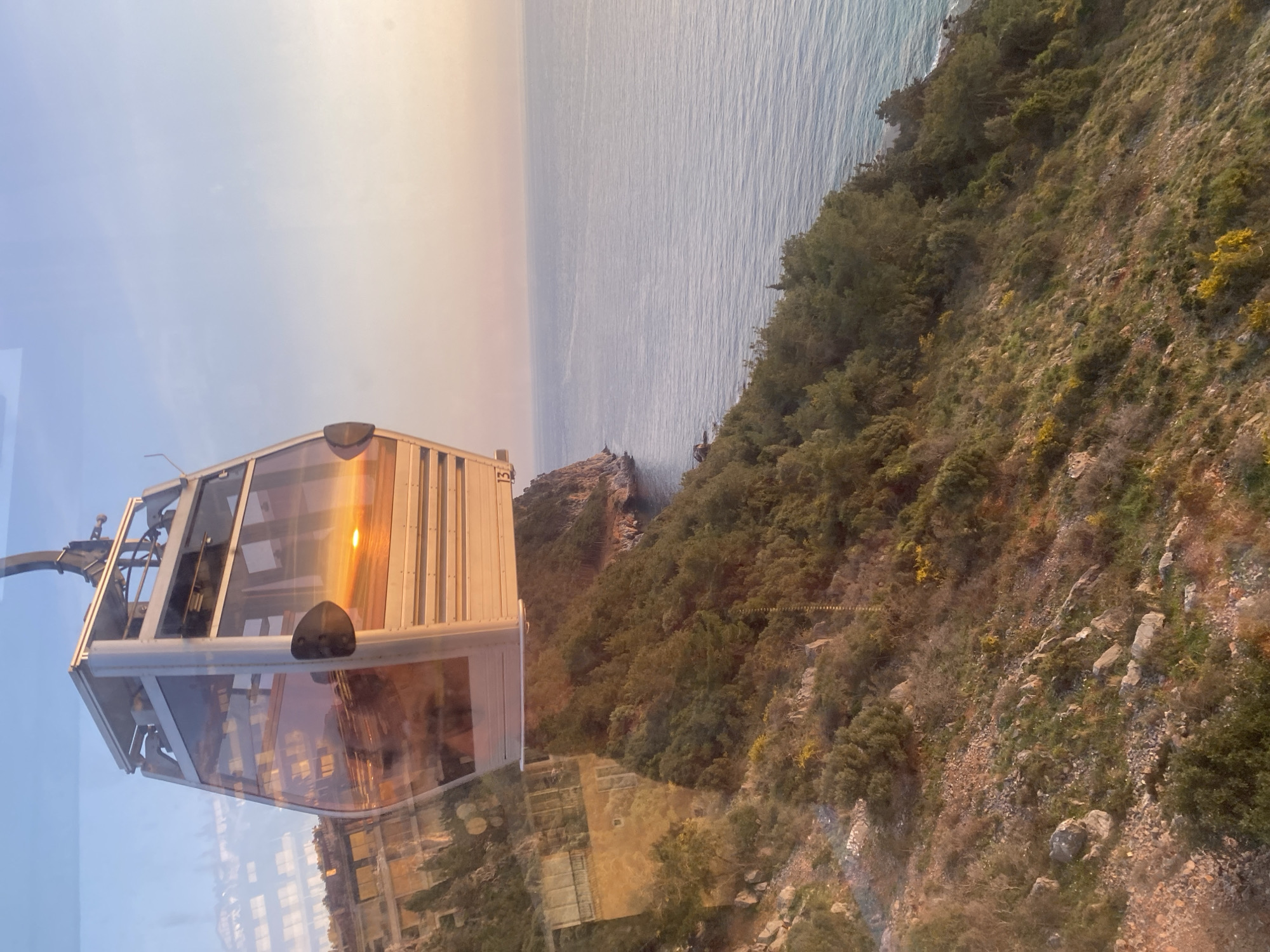 Cable car riders witness Mediterranean sunset in Alanya, Turkey