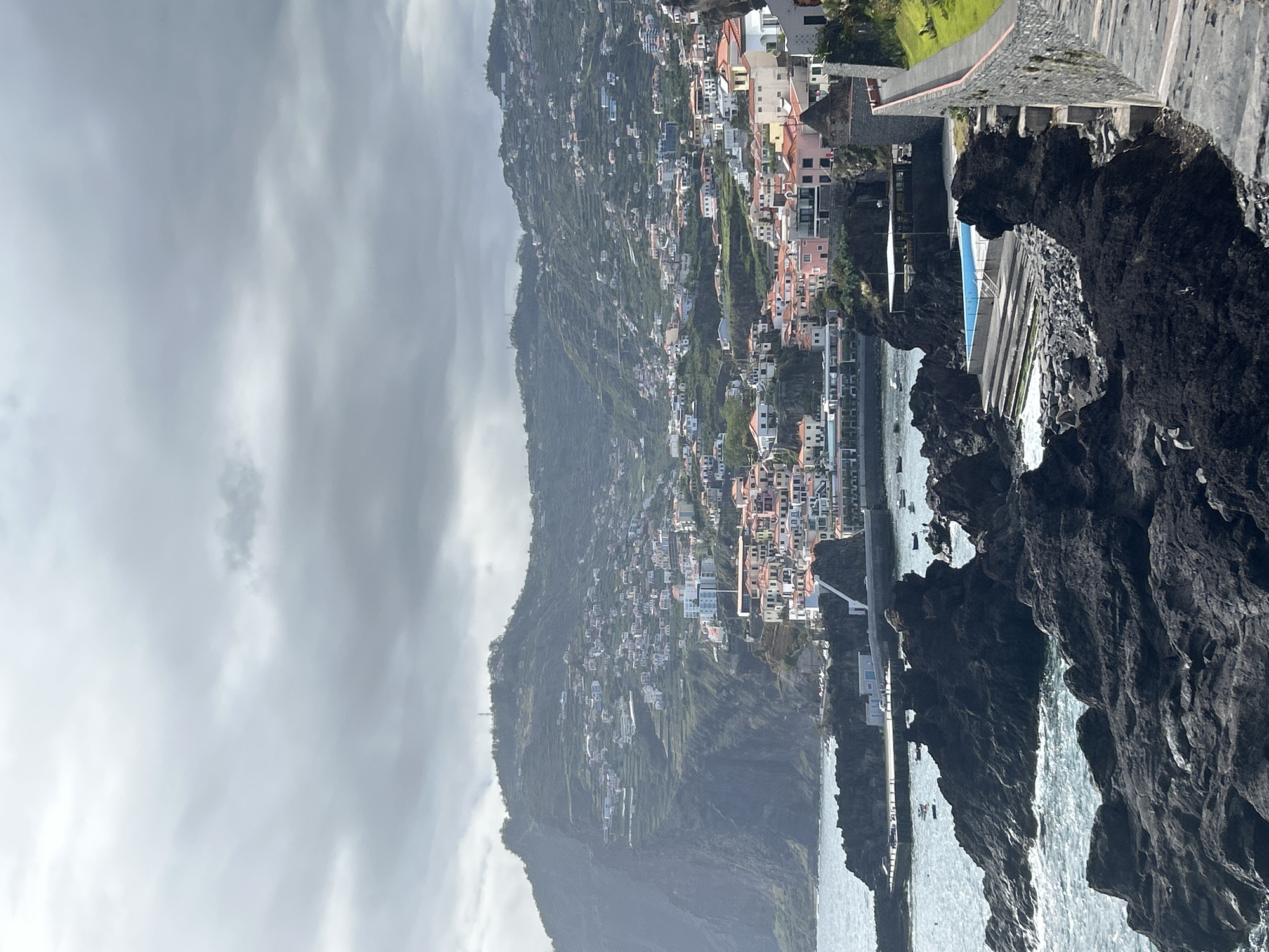 Cloudy day view captured of hillside homes in Câmara de Lobos